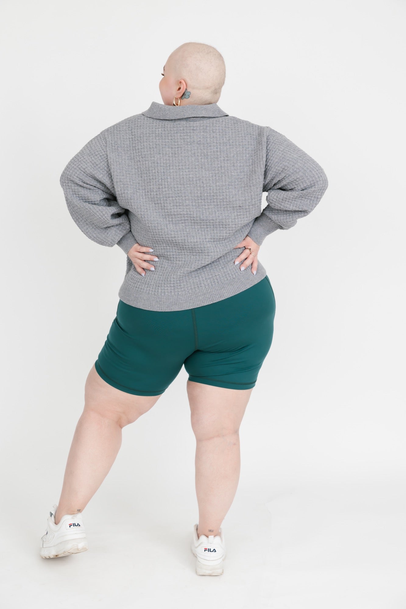 Megan Waffle Sweater in Mid Grey