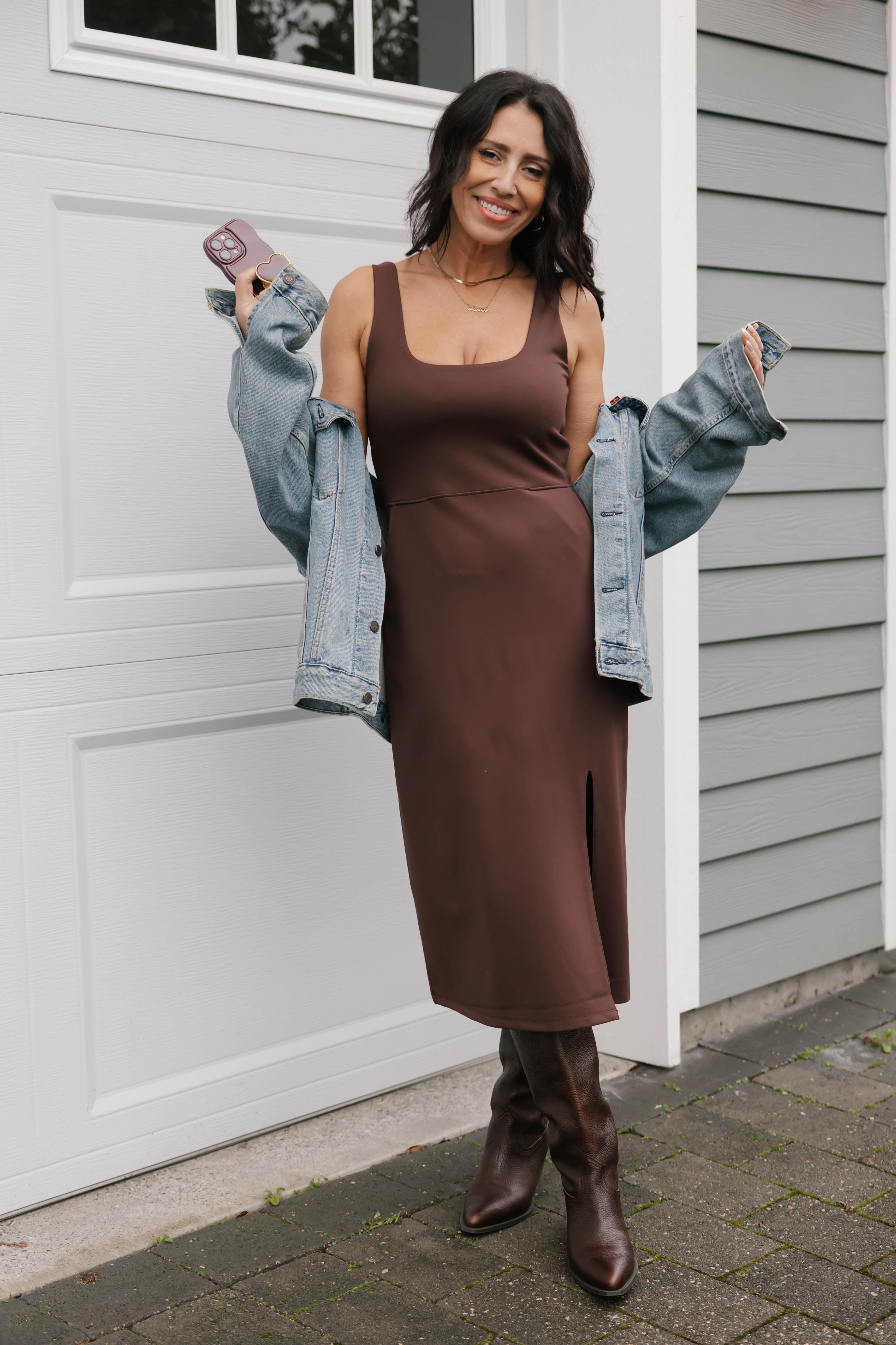 Microscuba Dress in Espresso