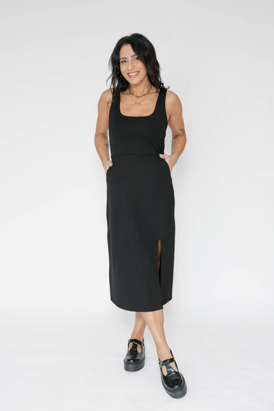 Microscuba Dress in Midnight Black, 2XS