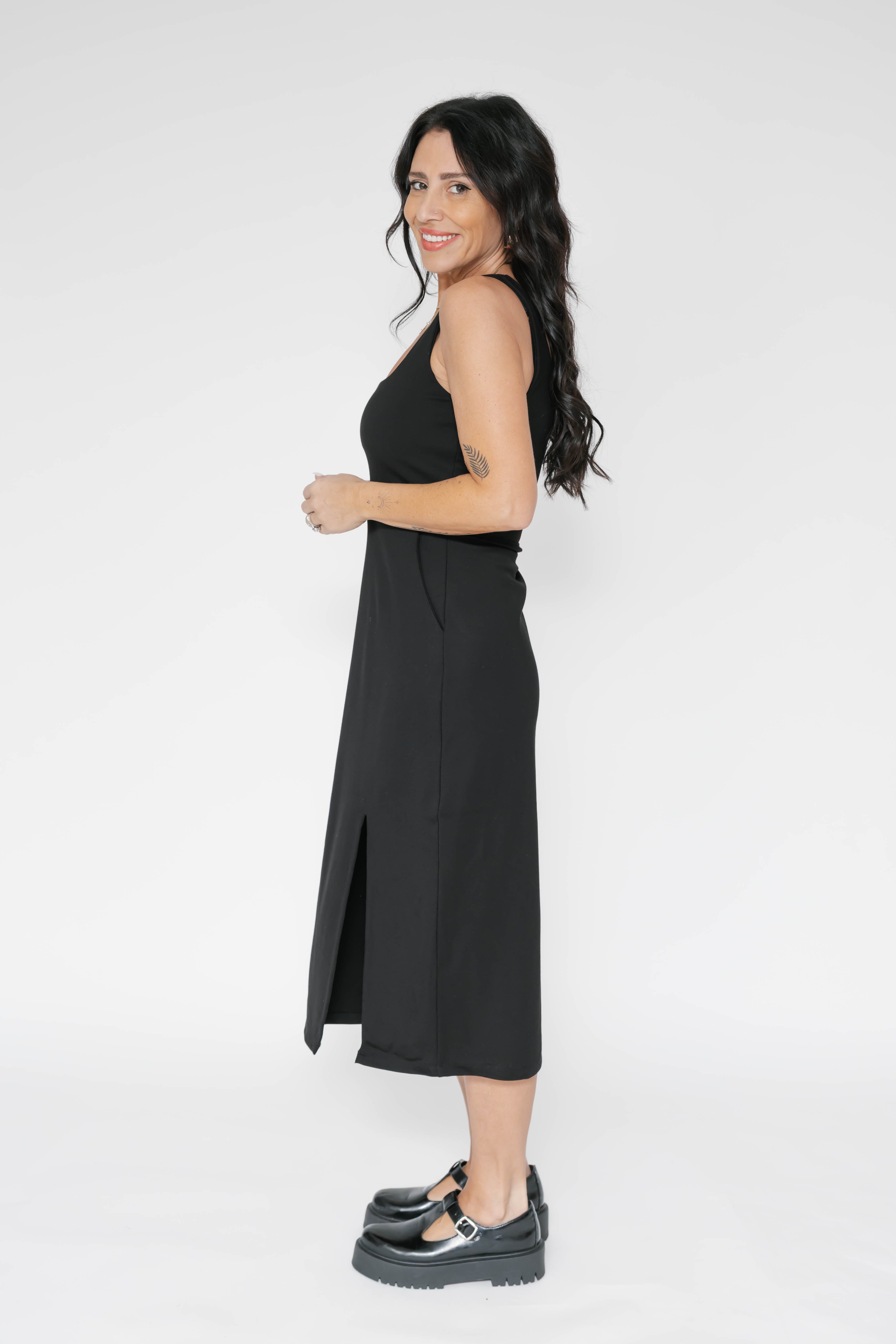 Microscuba Dress in Midnight Black