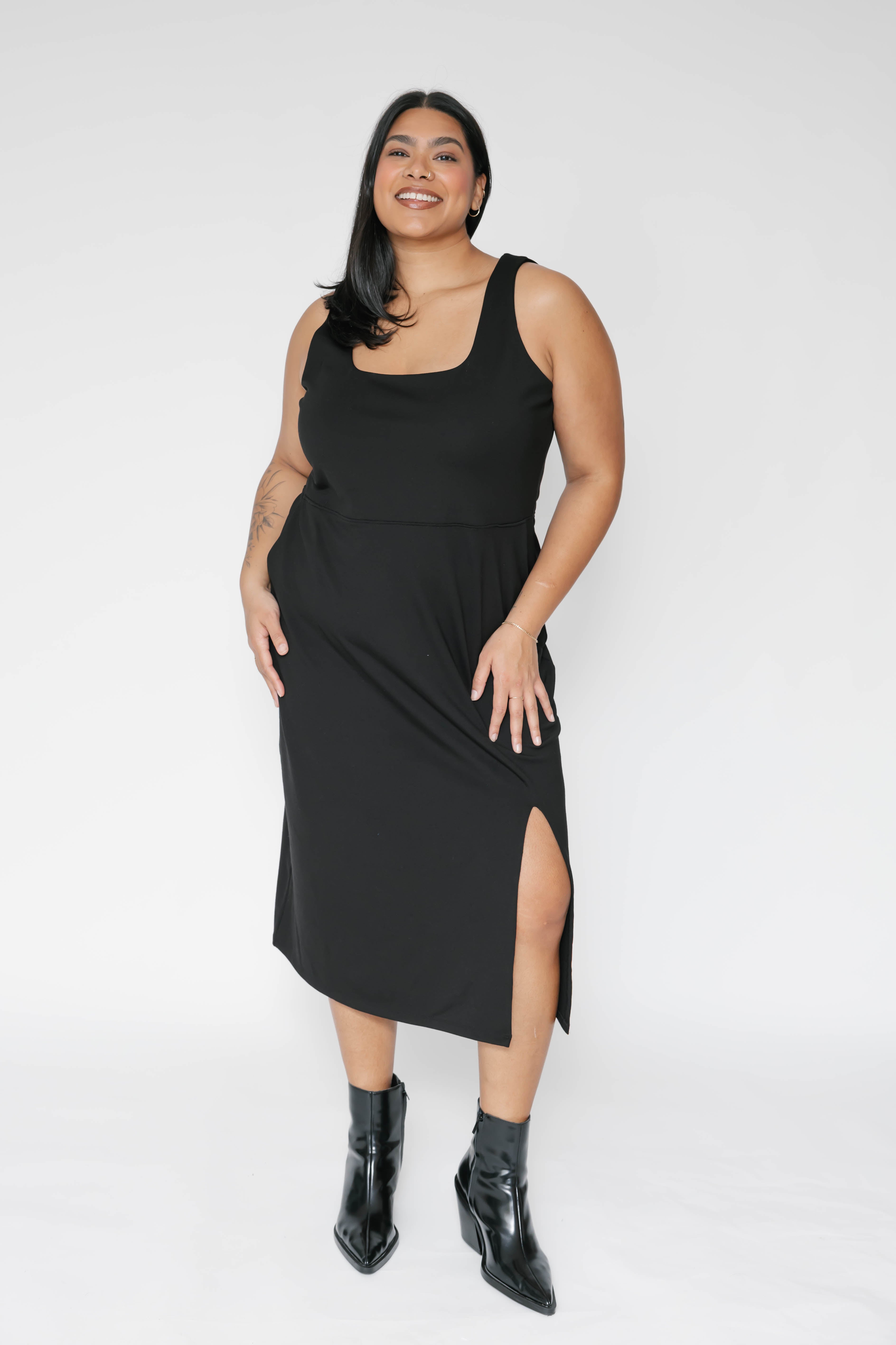 Microscuba Dress in Midnight Black