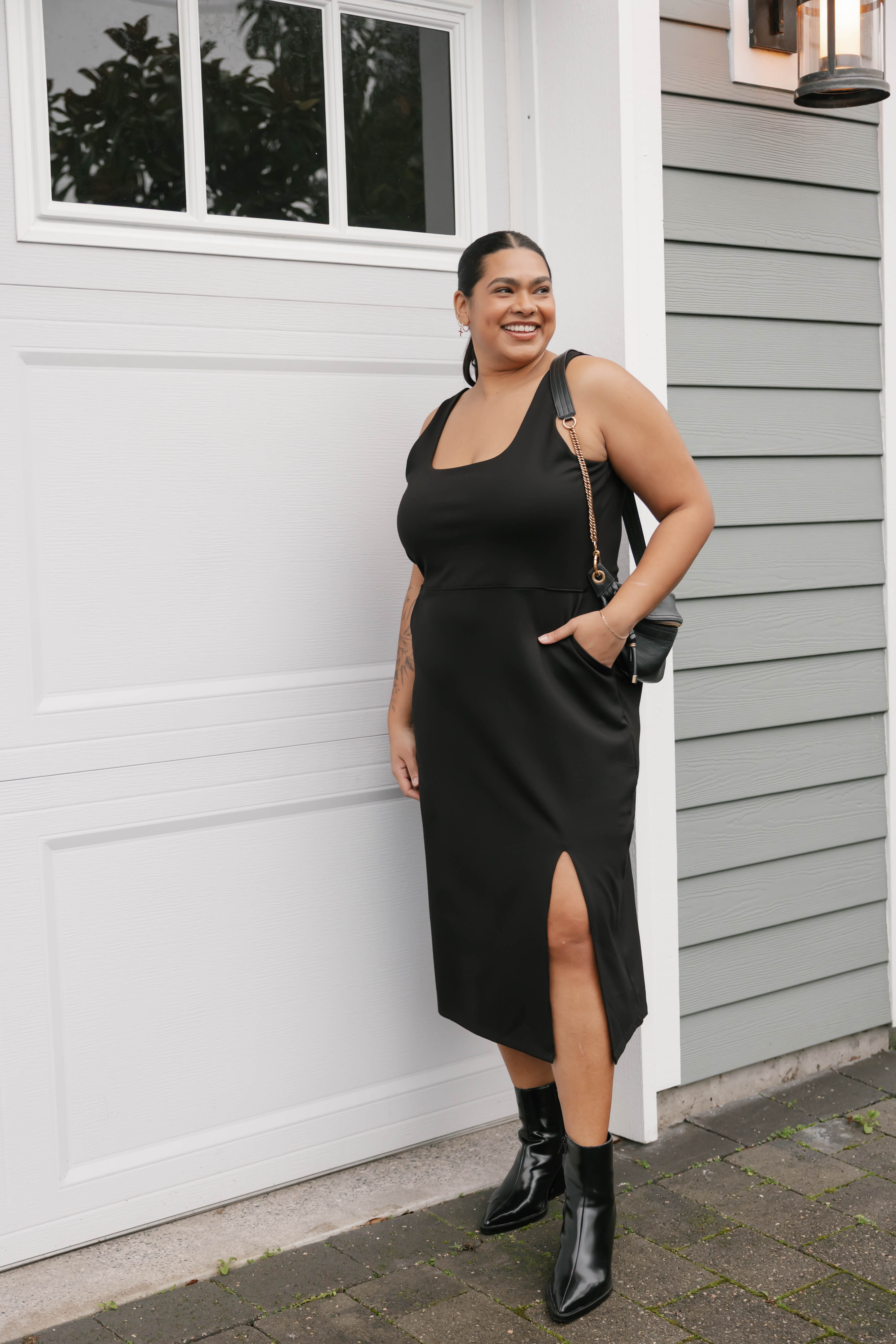 Microscuba Dress in Midnight Black