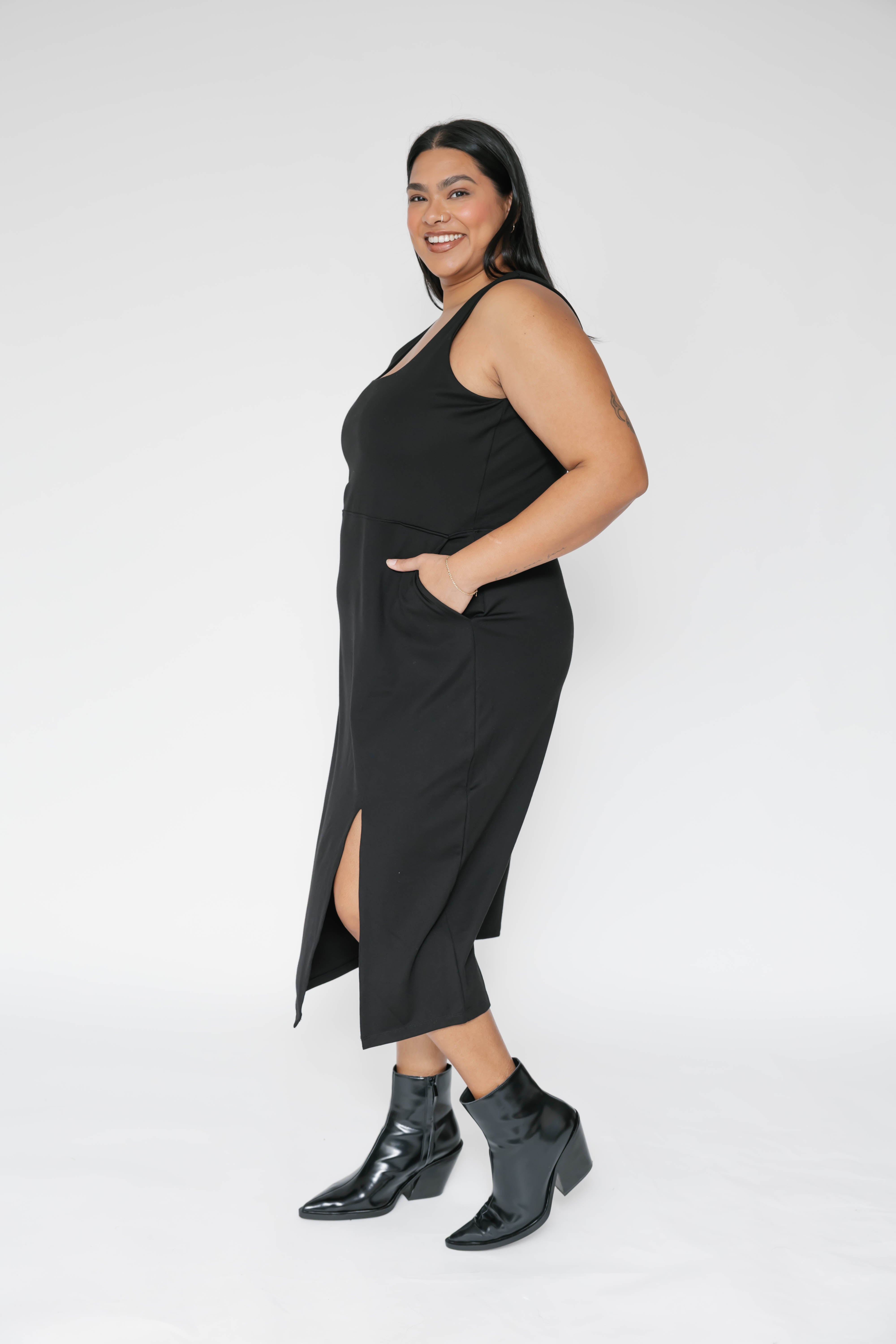 Microscuba Dress in Midnight Black