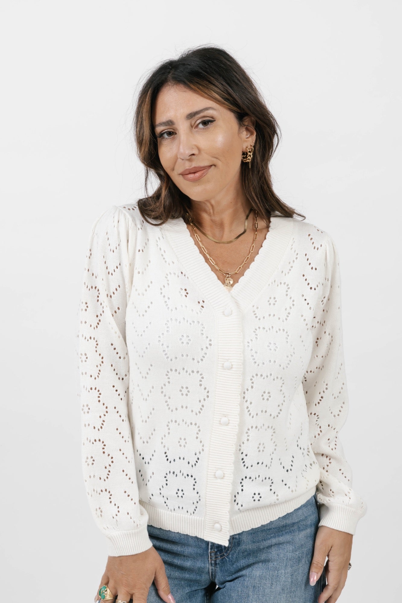 Mila Floral Cardigan in Cream