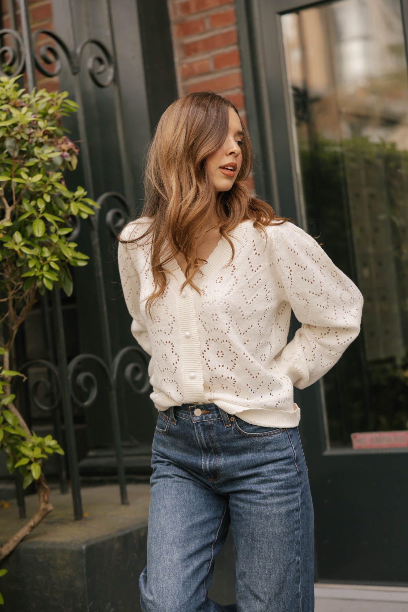 Mila Floral Cardigan in Cream