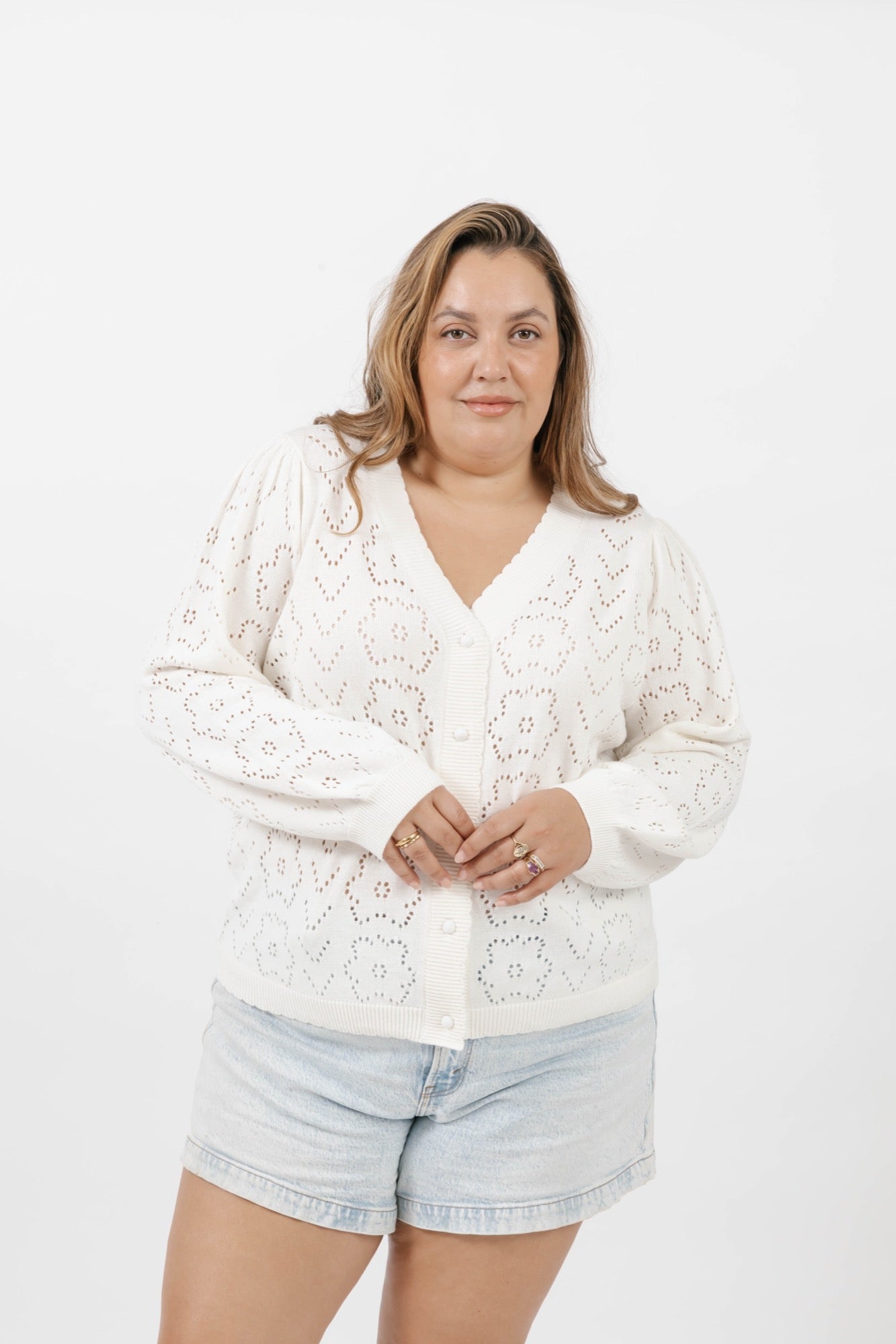 Mila Floral Cardigan in Cream