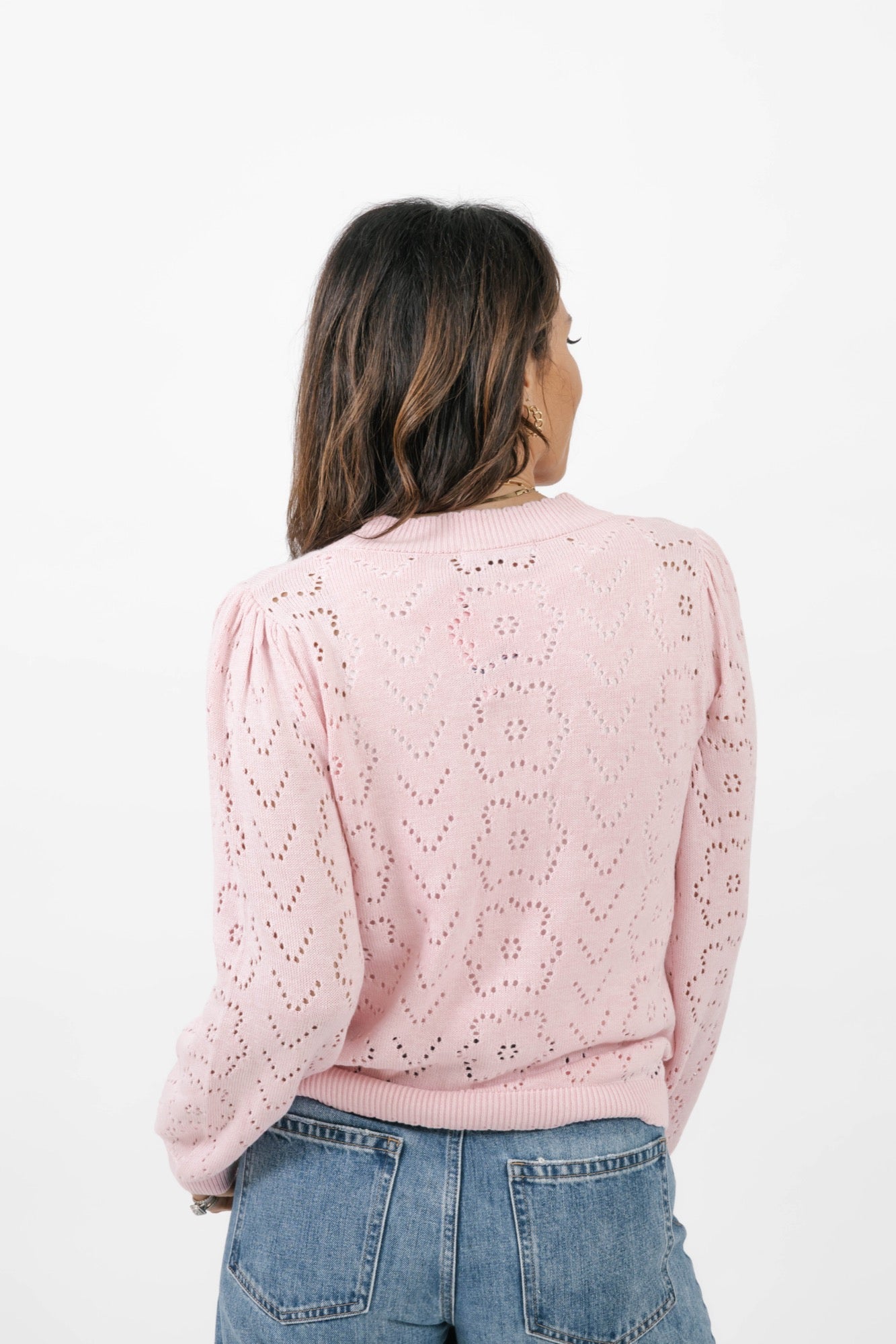 Mila Floral Cardigan in Soft Pink