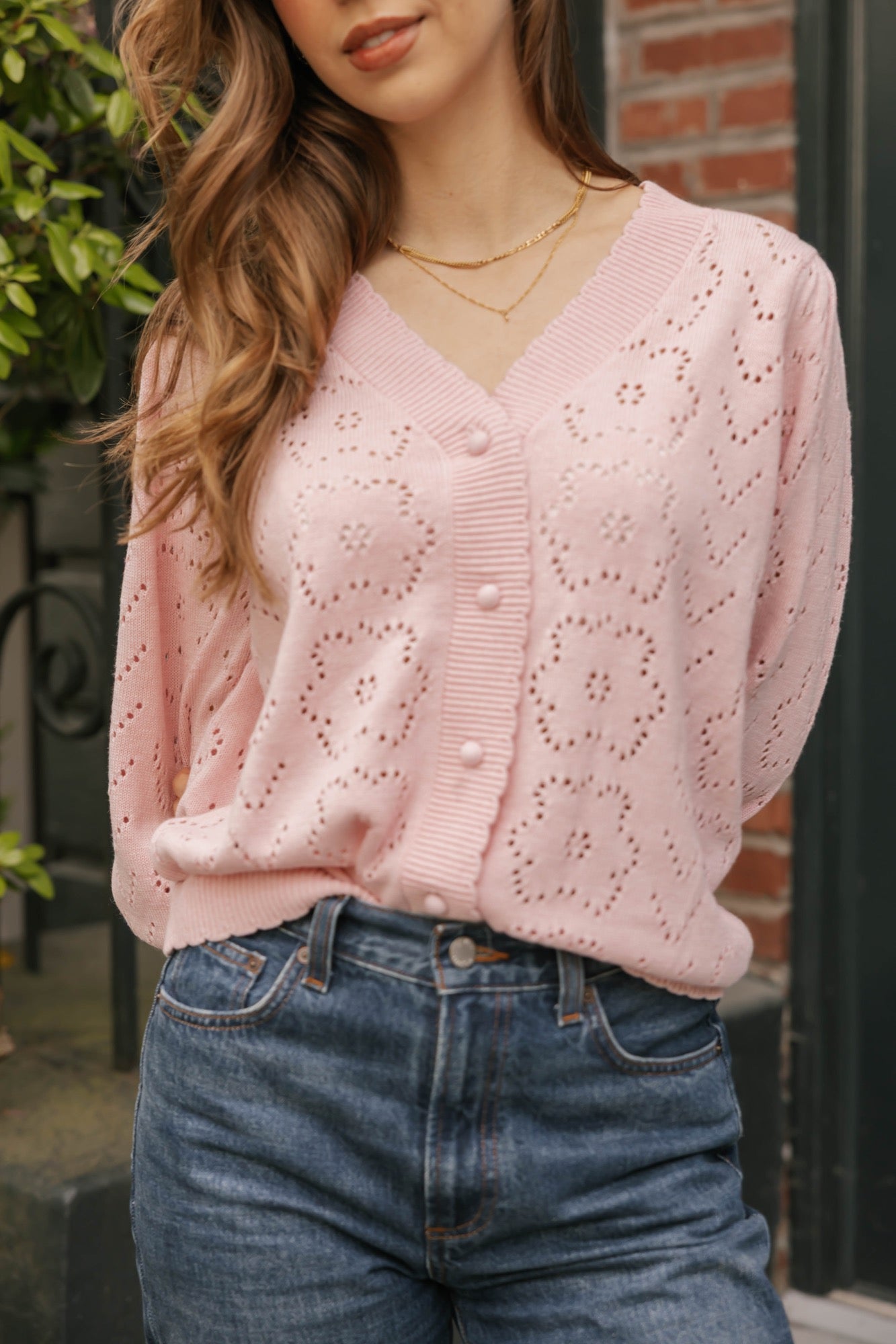 Mila Floral Cardigan in Soft Pink
