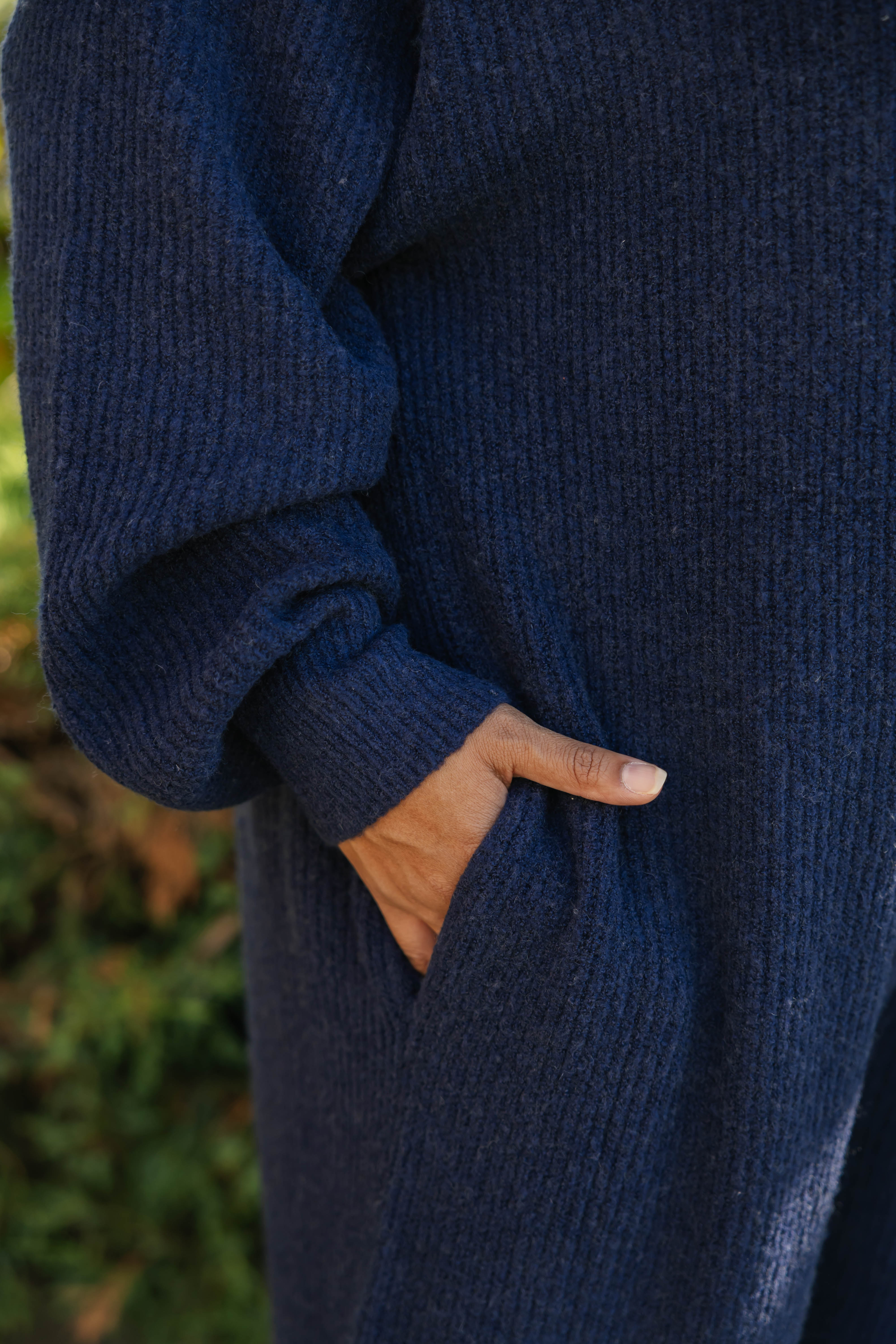 Millie Ribbed Wide Leg Romper in Dark Navy