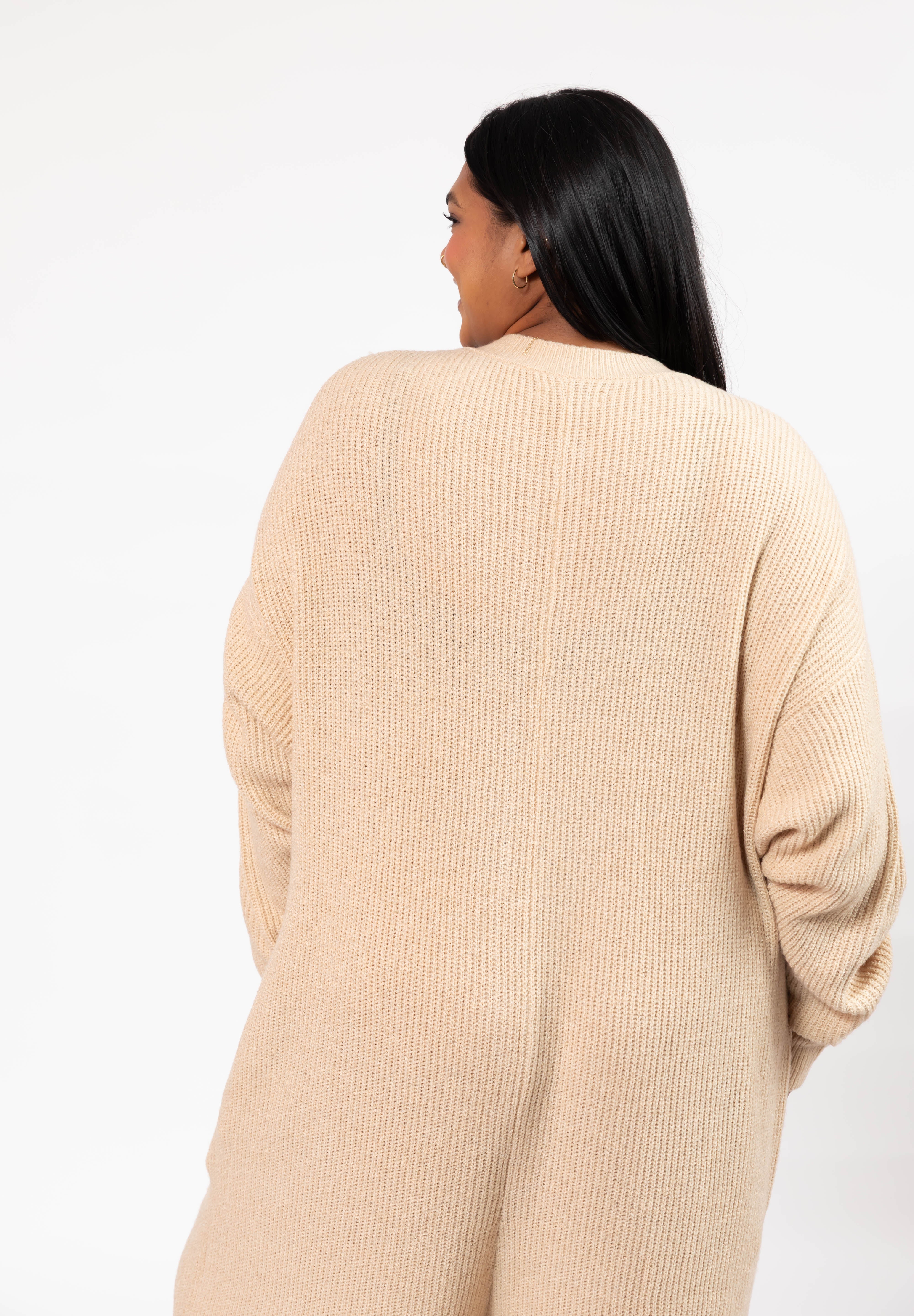 Millie Ribbed Wide Leg Romper in Toasted Beige