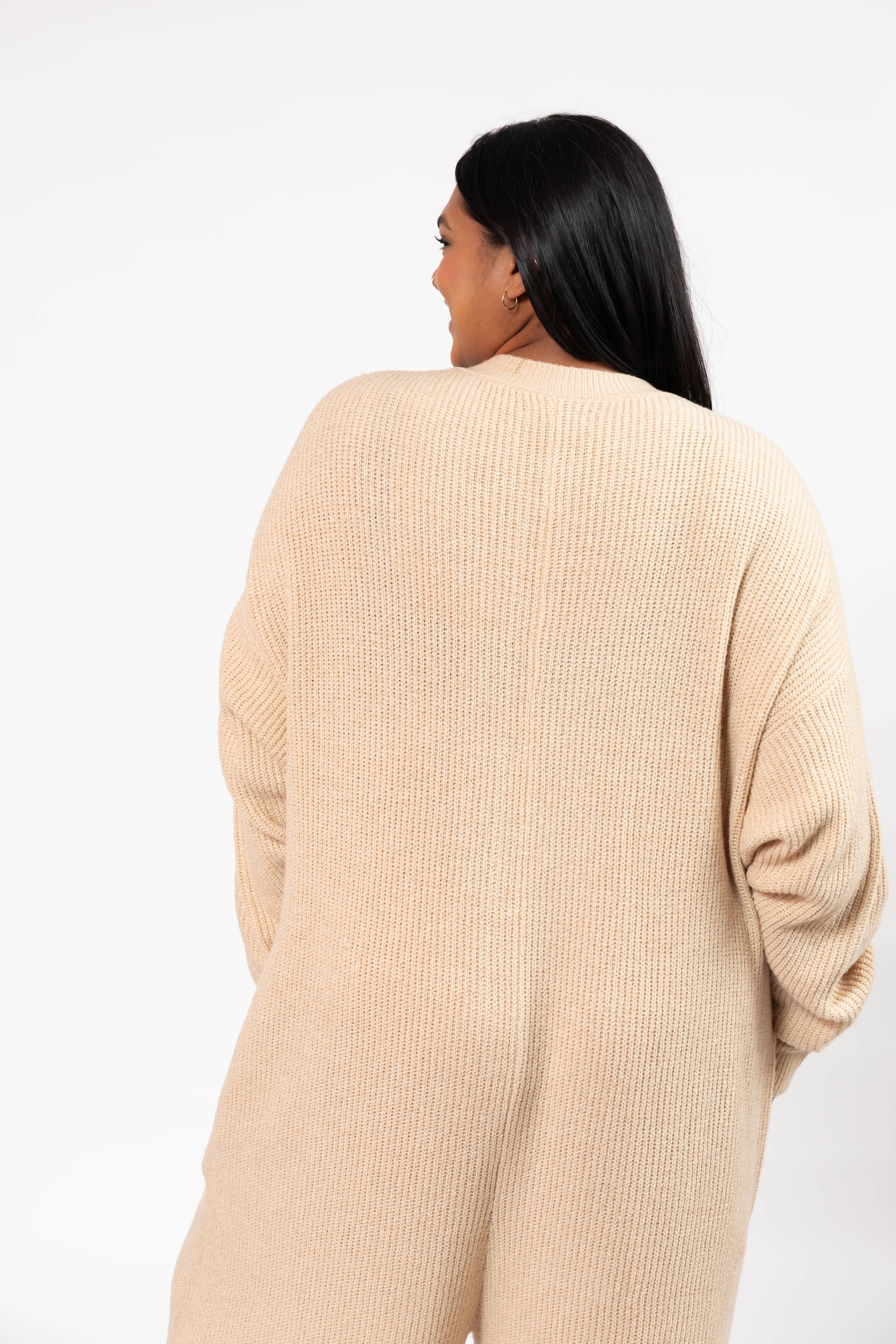 Millie Ribbed Wide Leg Romper in Toasted Beige