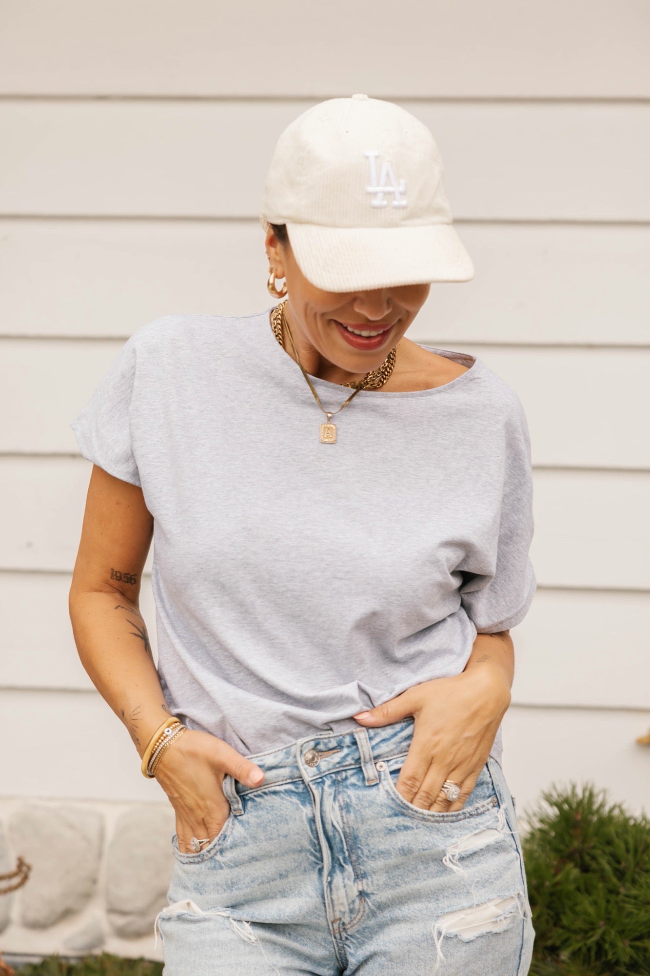 Naomi Wrap Top in Heather Grey