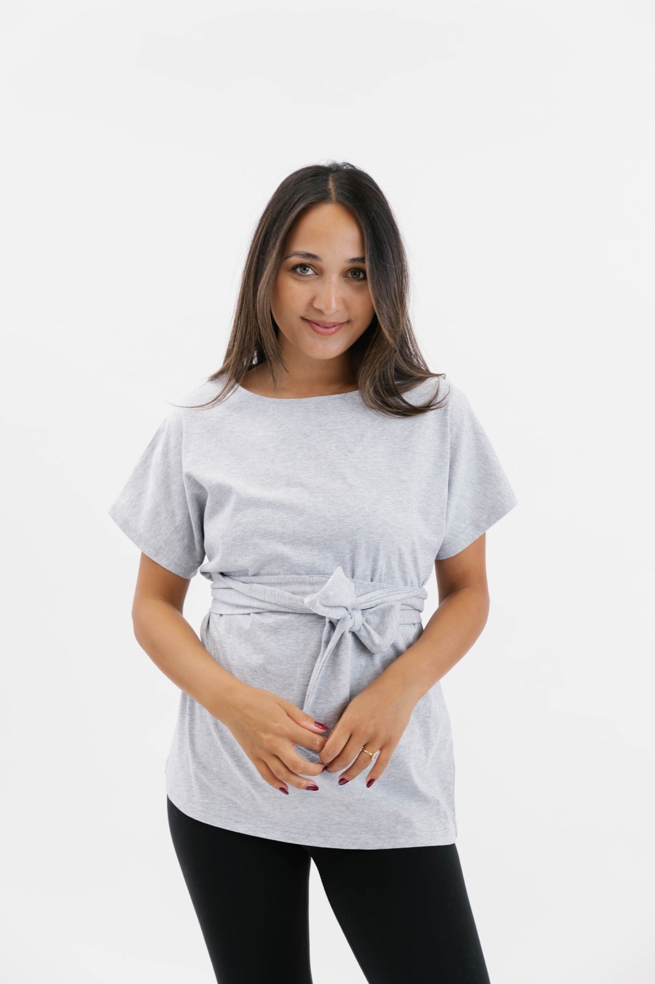 Naomi Wrap Top in Heather Grey