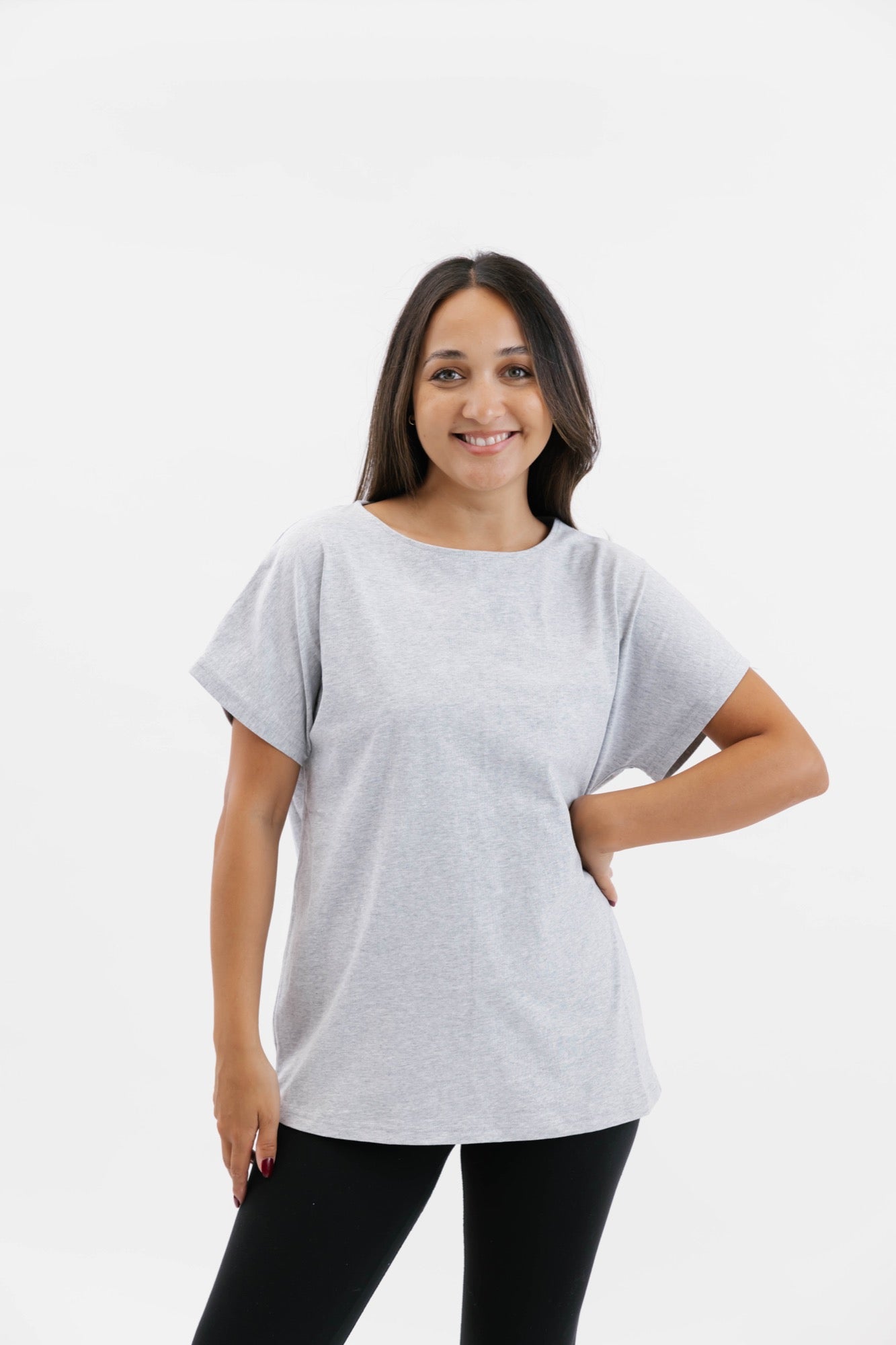 Naomi Wrap Top in Heather Grey