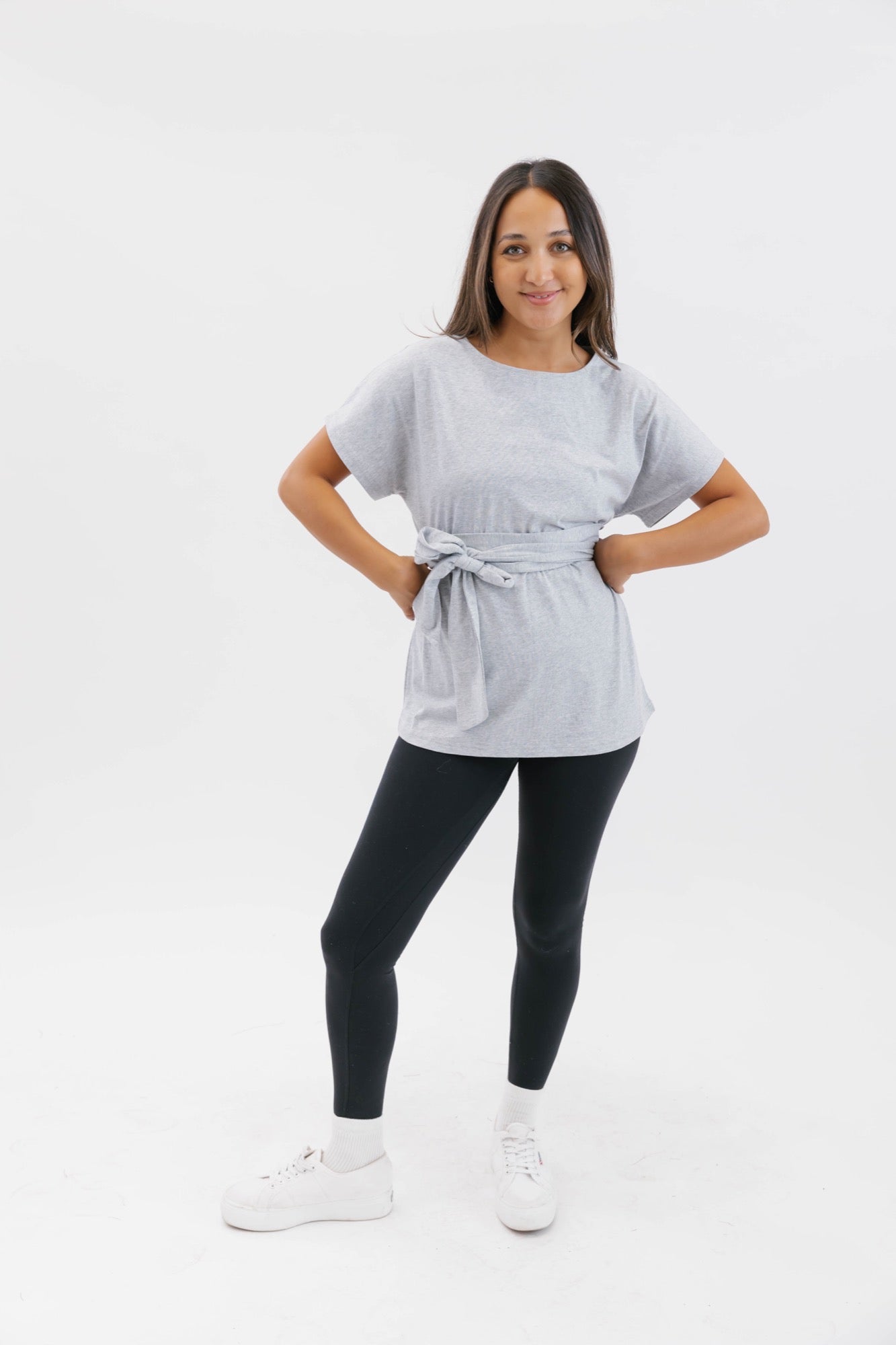 Naomi Wrap Top in Heather Grey