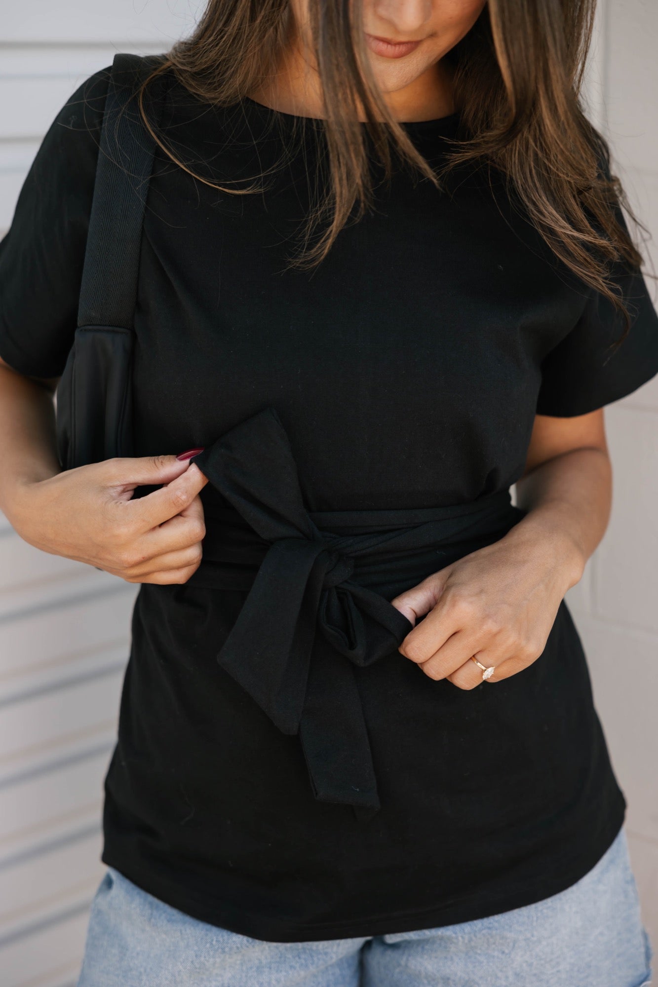 Naomi Wrap Top in Midnight Black