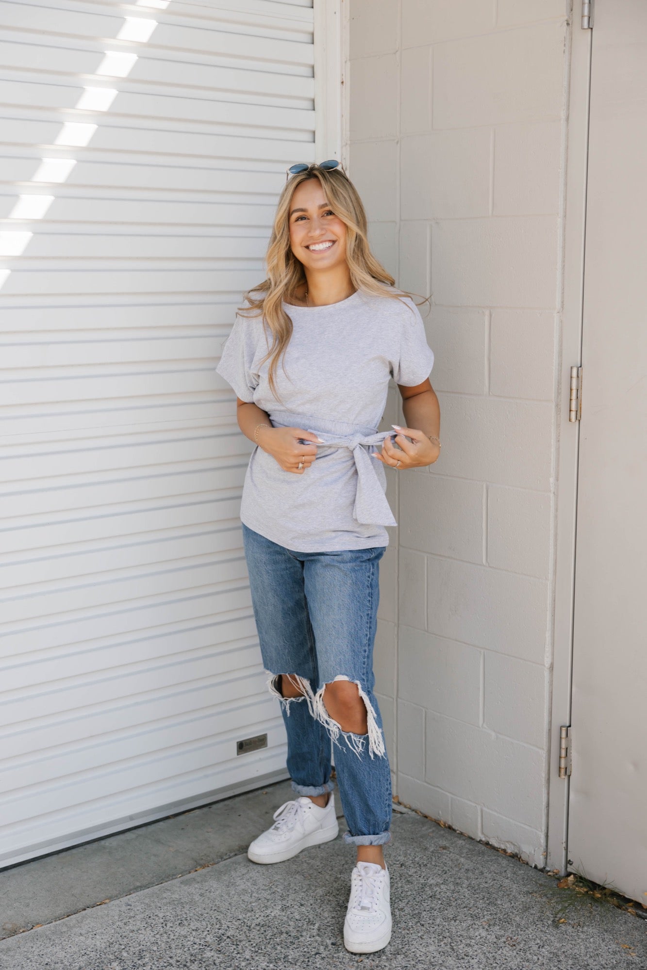 Naomi Wrap Top in Heather Grey