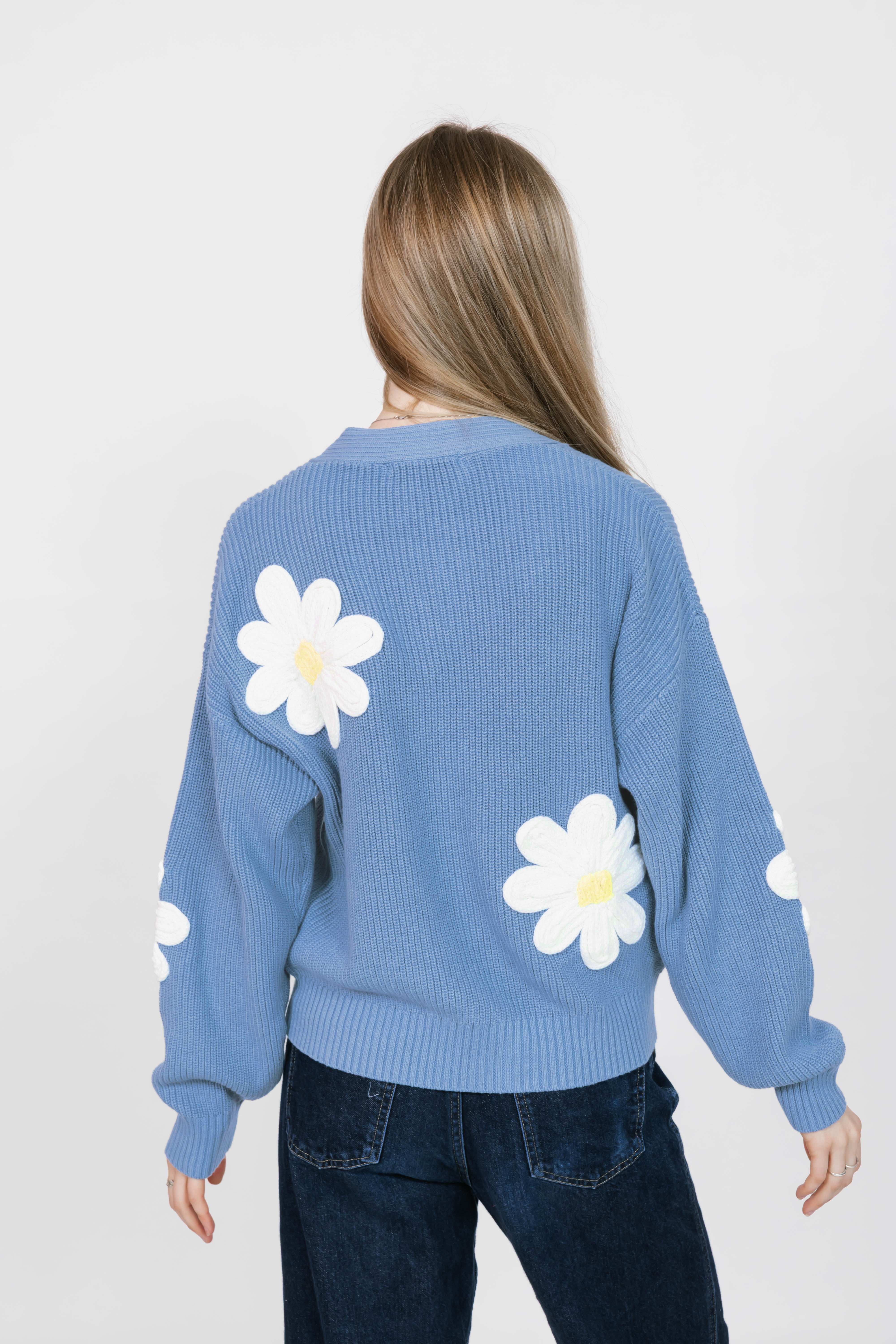 Nora Daisy Cardigan in Blue/Ivory – Smash + Tess