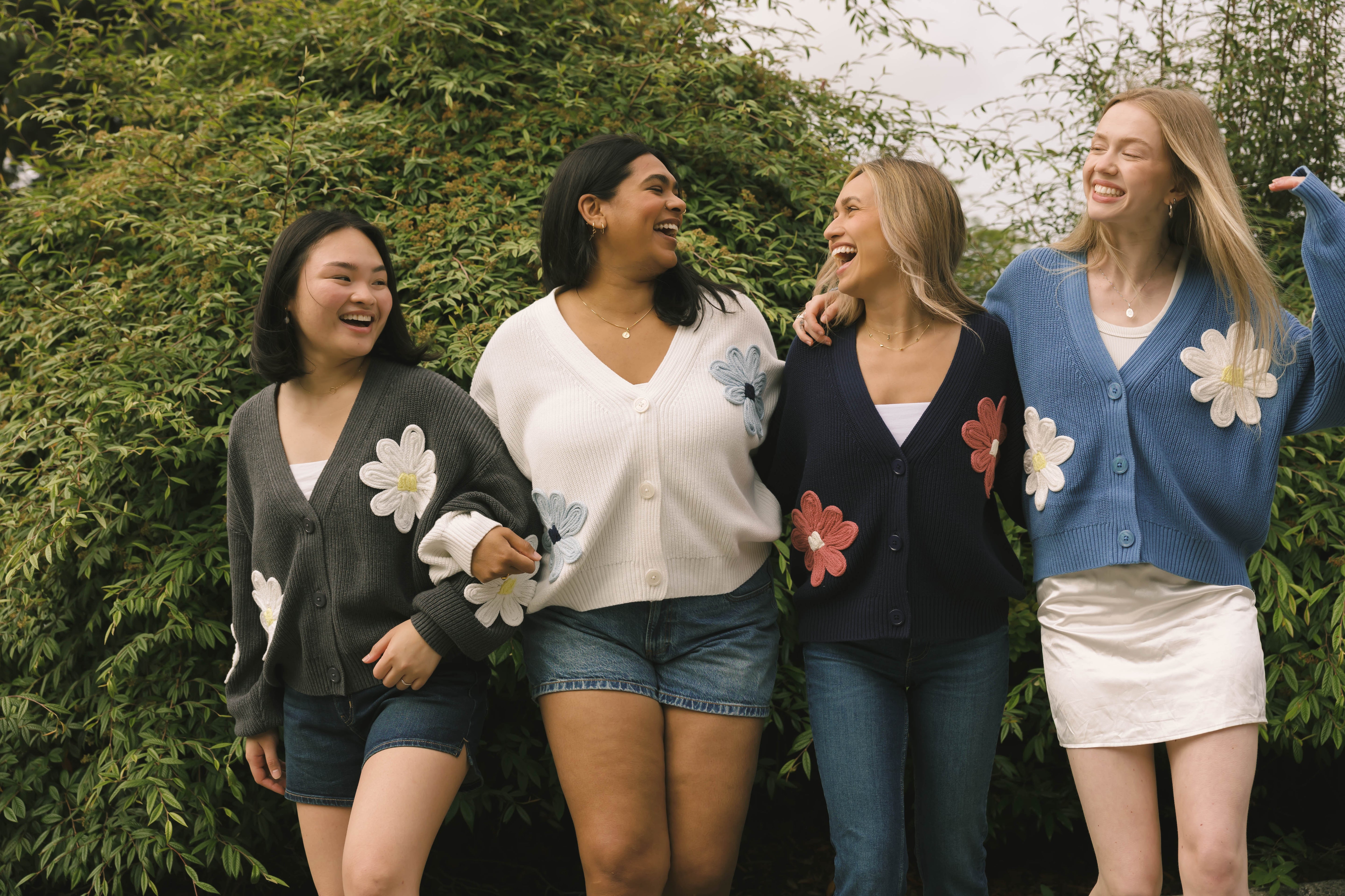 Nora Daisy Cardigan in Navy/Brick