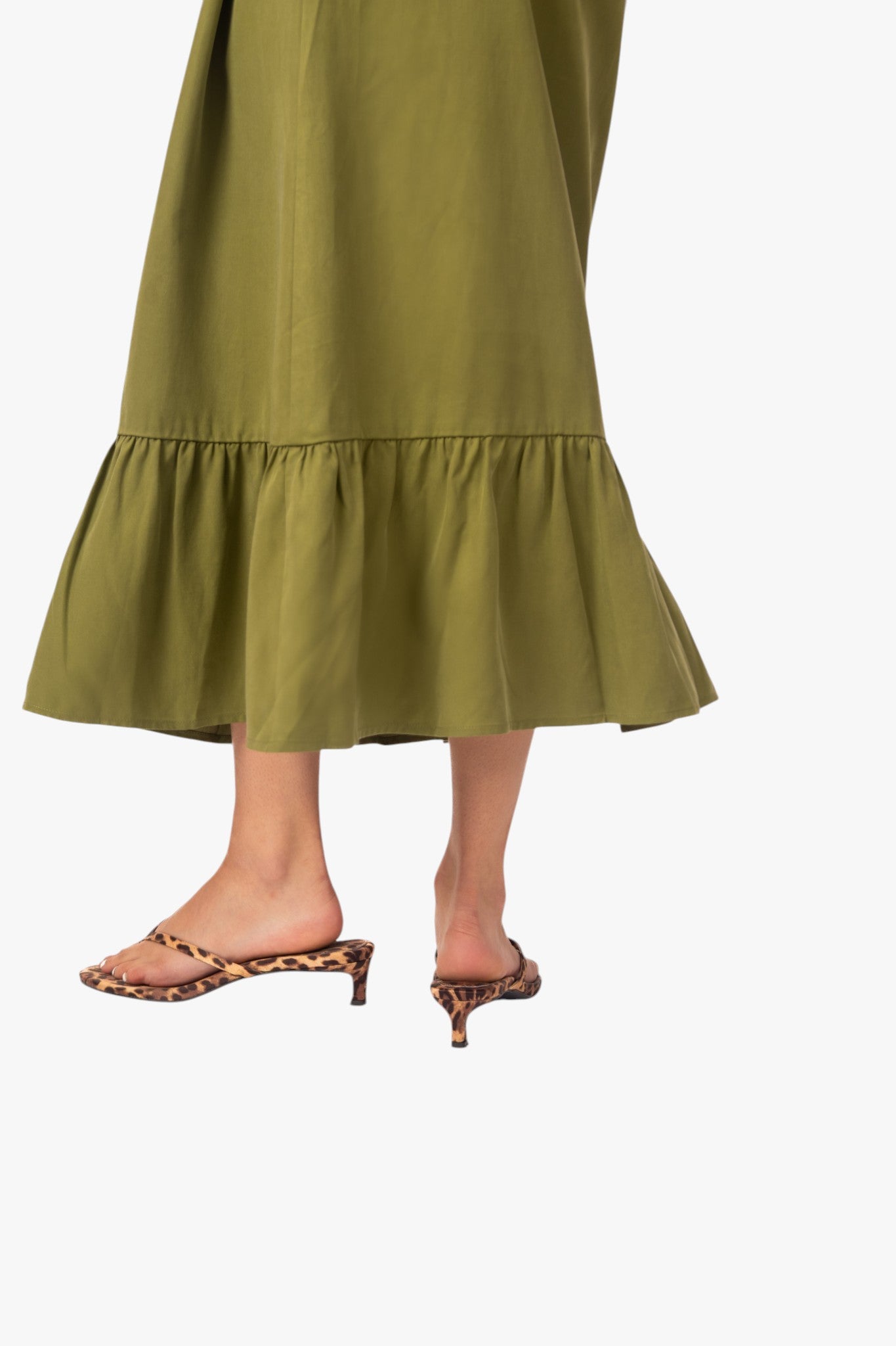 Olivia Midi Dress in Olive Green