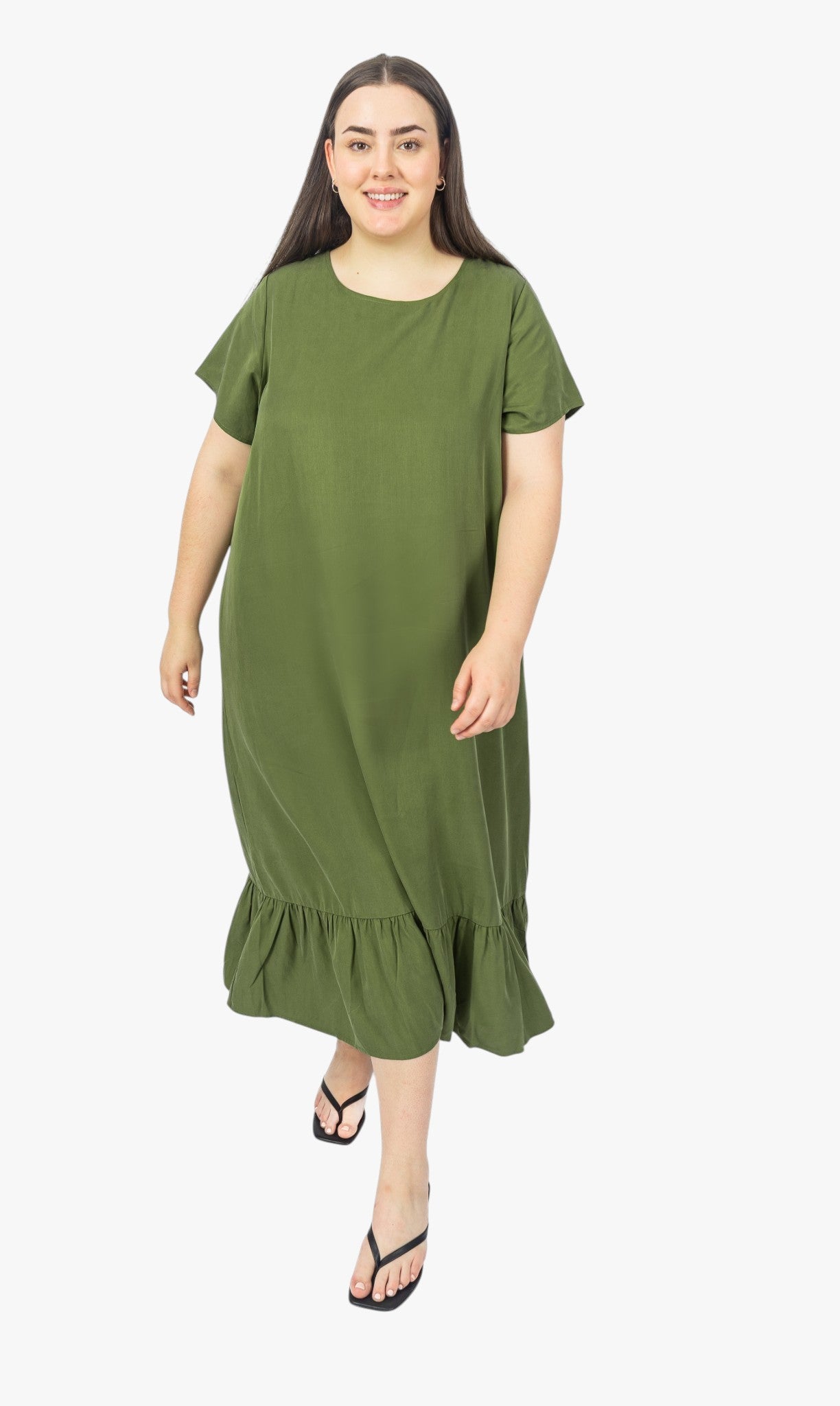 Olivia Midi Dress in Olive Green