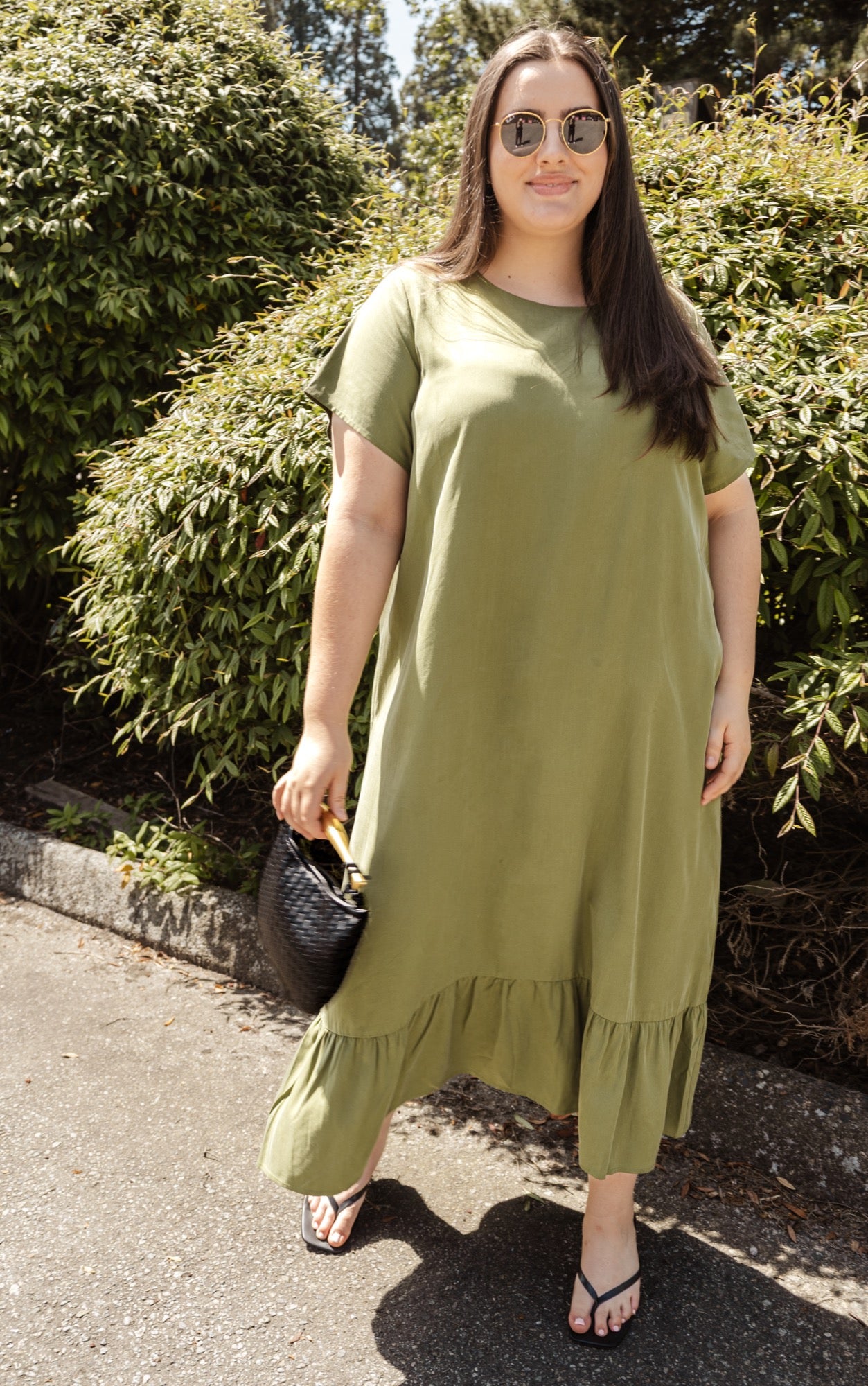 Olivia Midi Dress in Olive Green