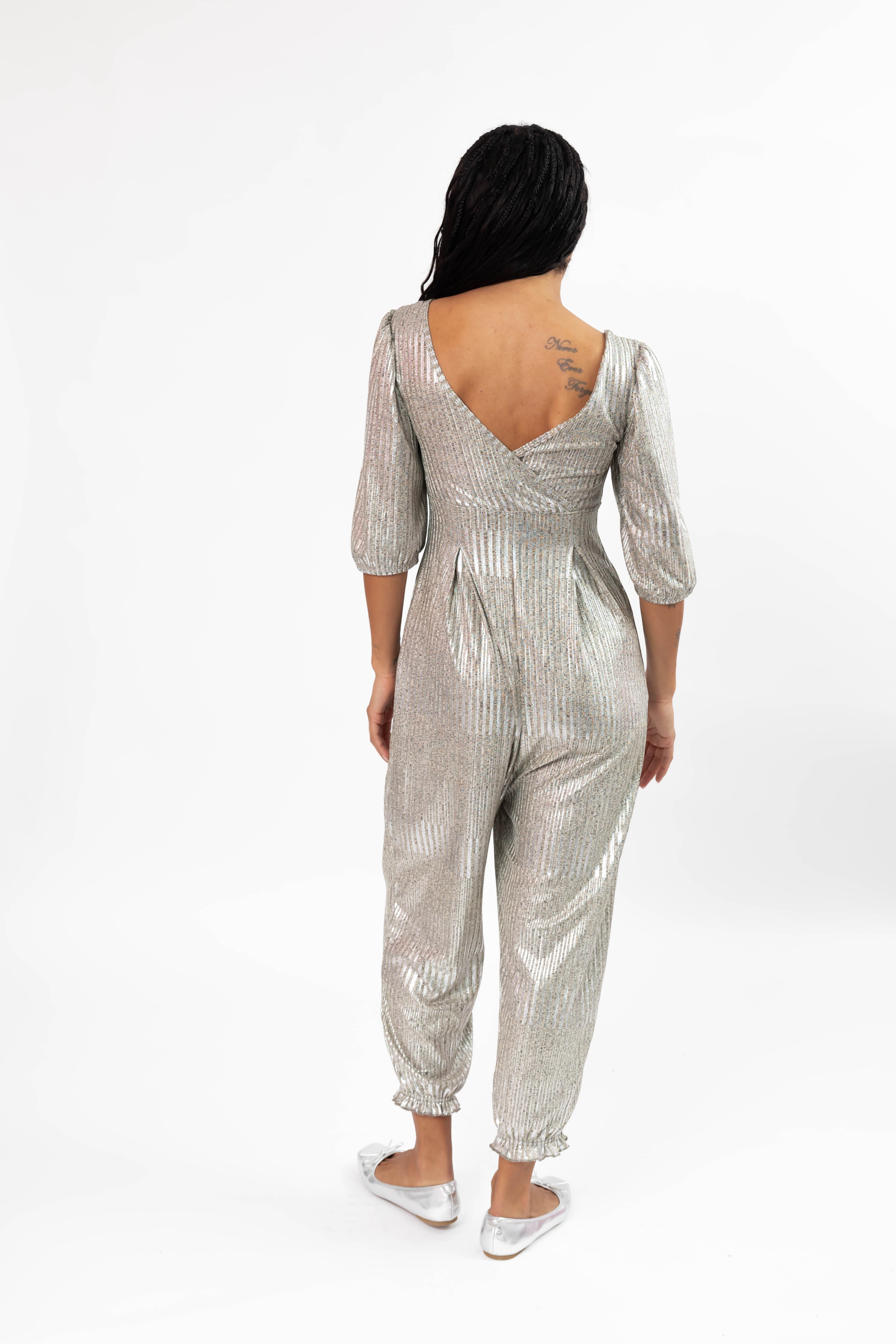 Payton Romper in Silver Shimmer