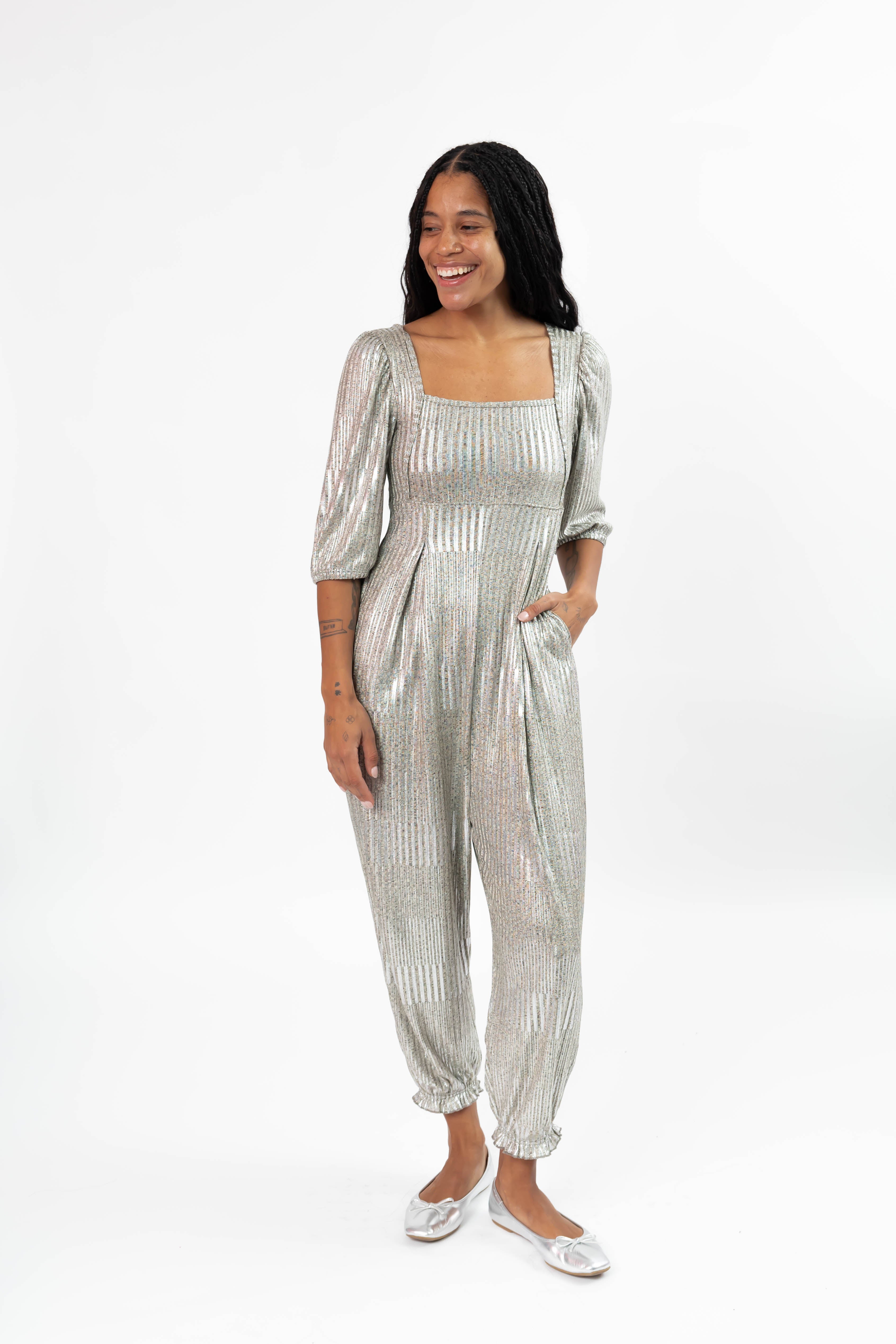 Payton Romper in Silver Shimmer