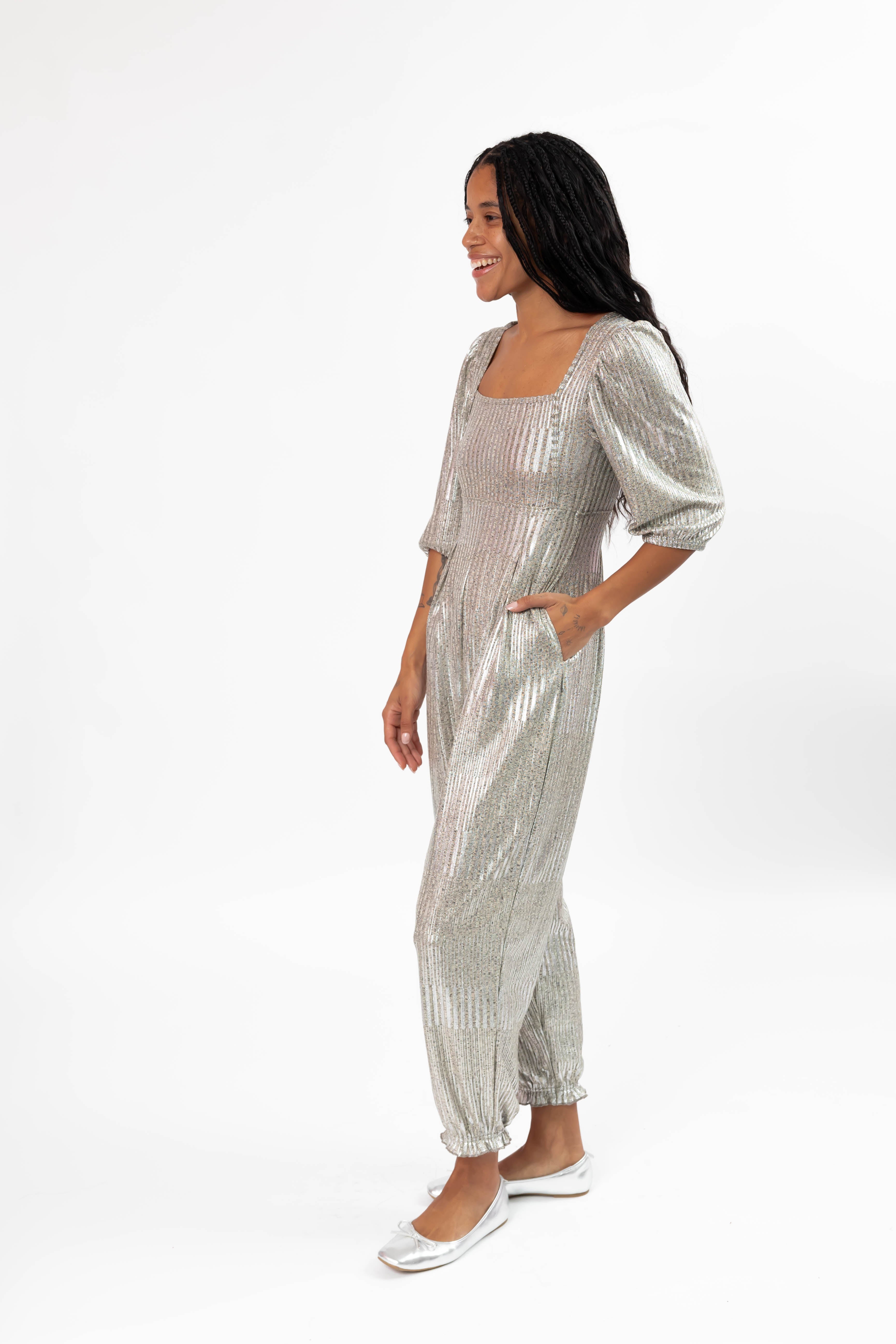 Payton Romper in Silver Shimmer