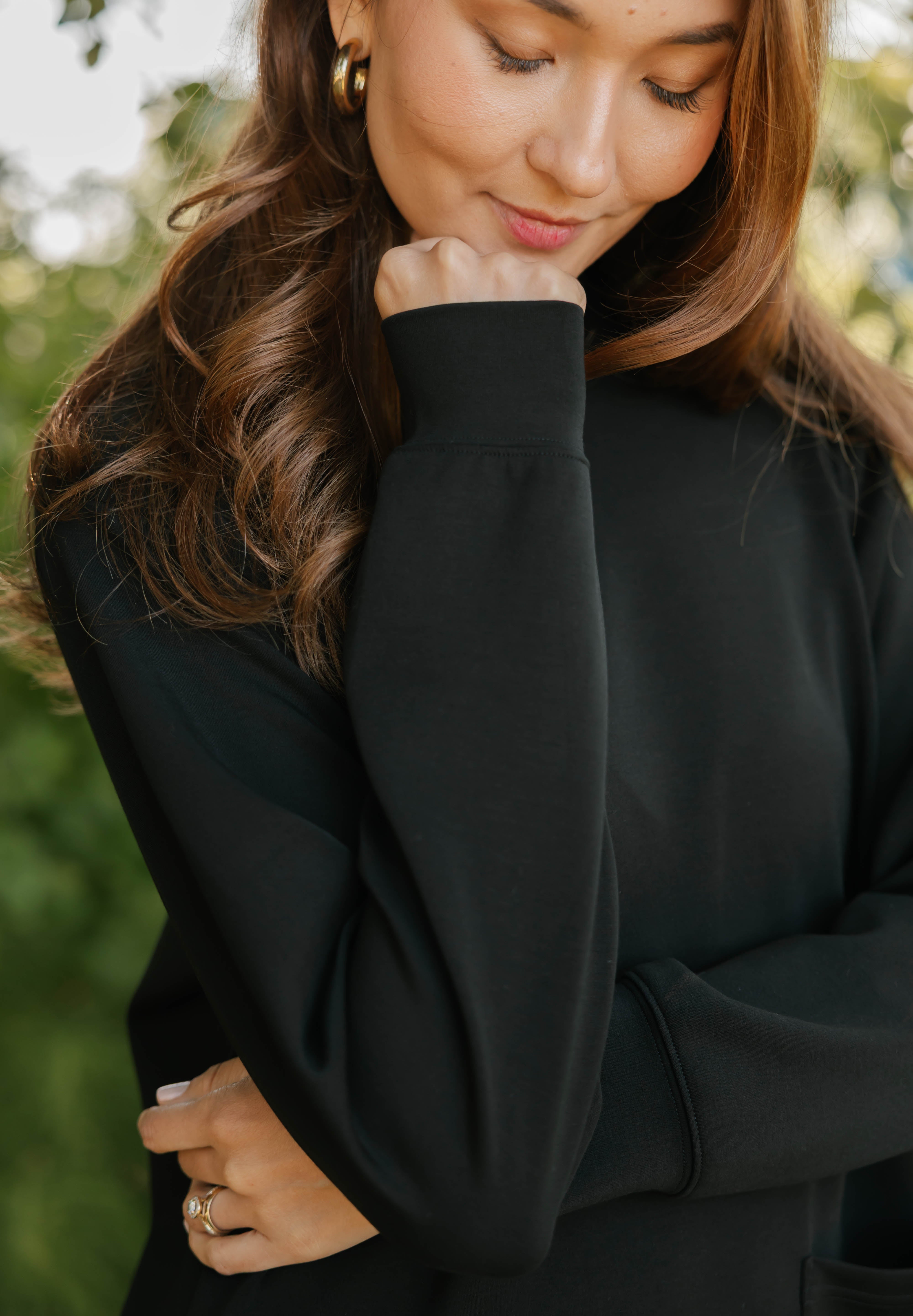 Piper Microscuba Mini Dress in Midnight Black