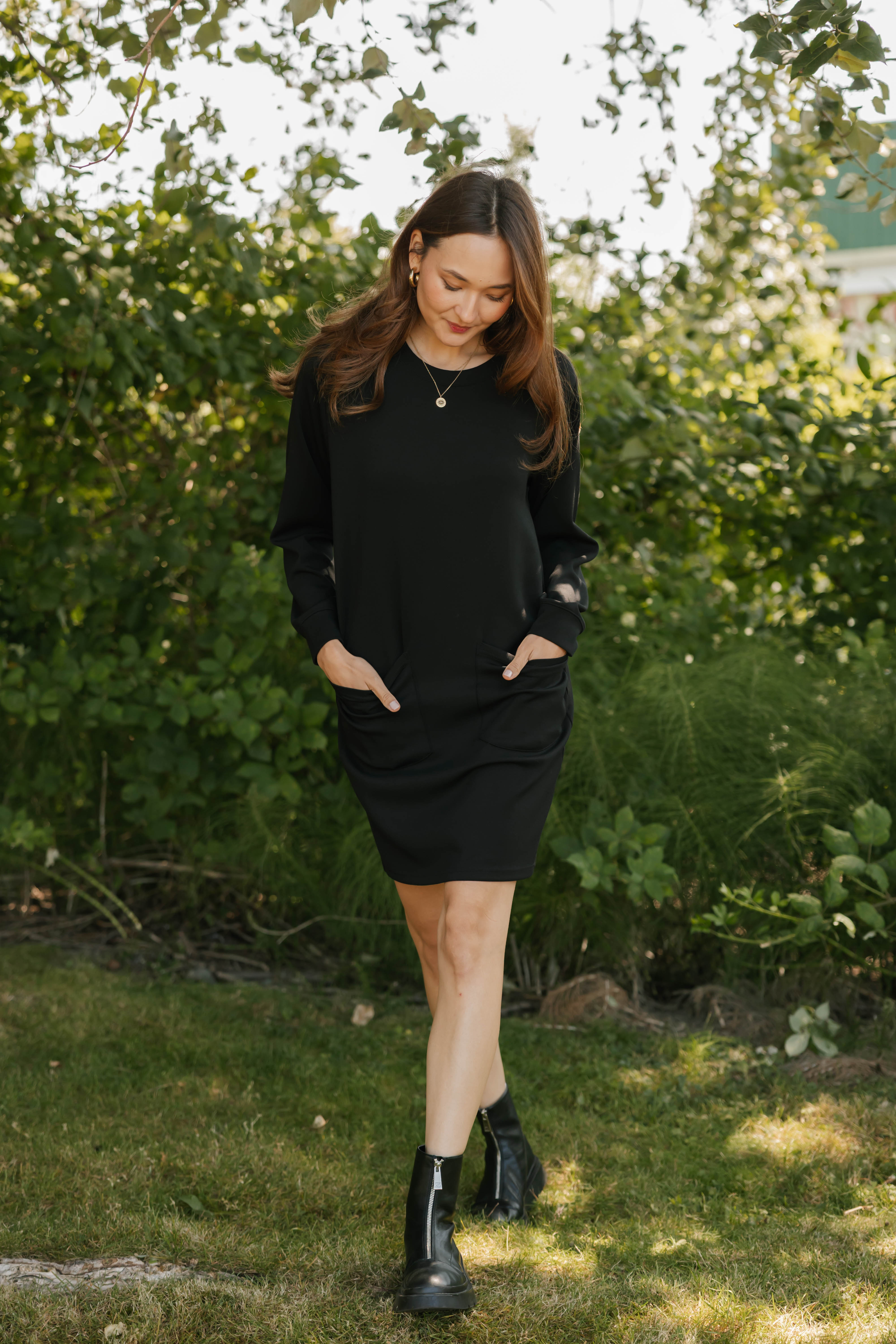 Piper Microscuba Mini Dress in Midnight Black