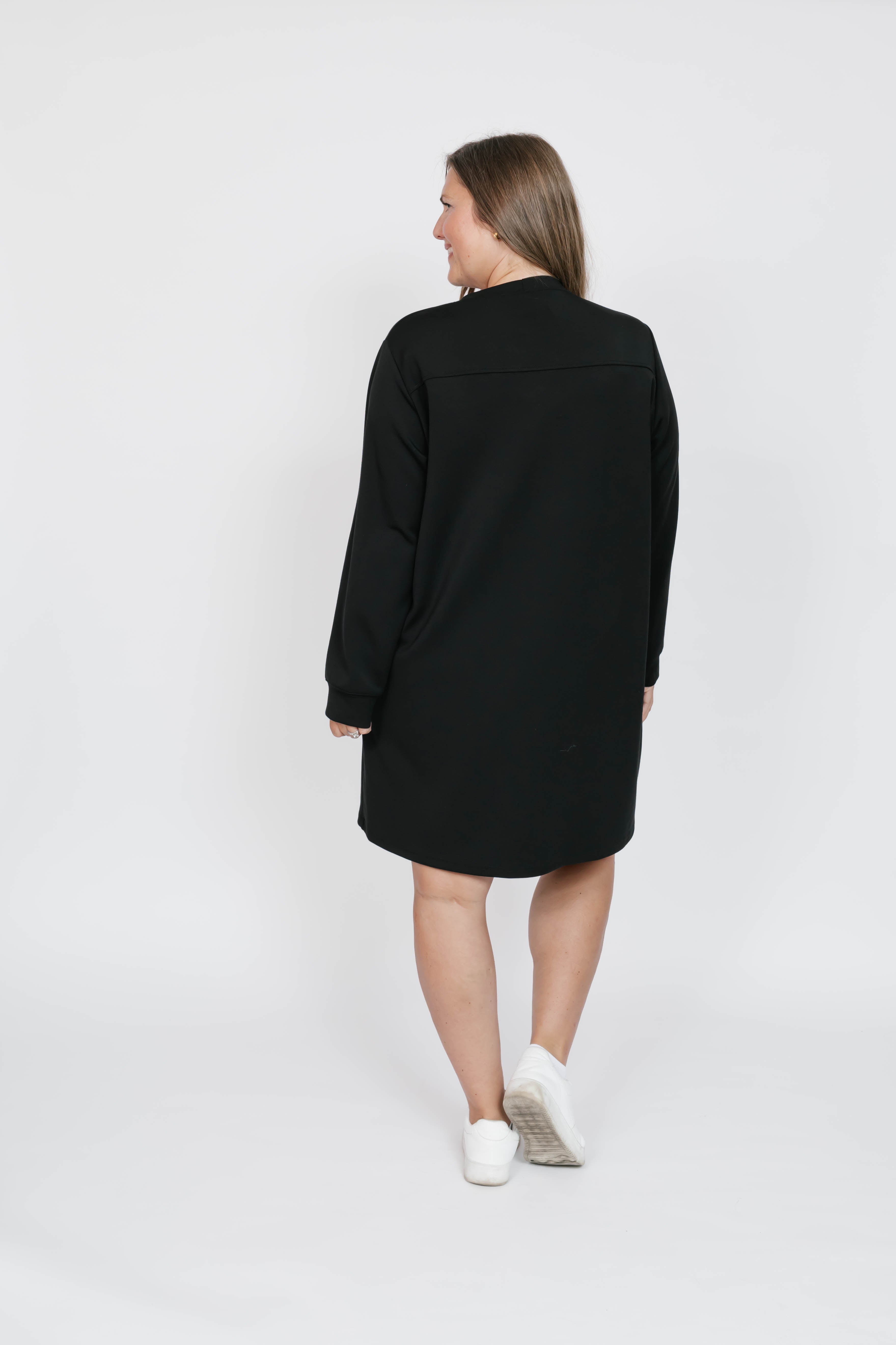 Piper Microscuba Mini Dress in Midnight Black