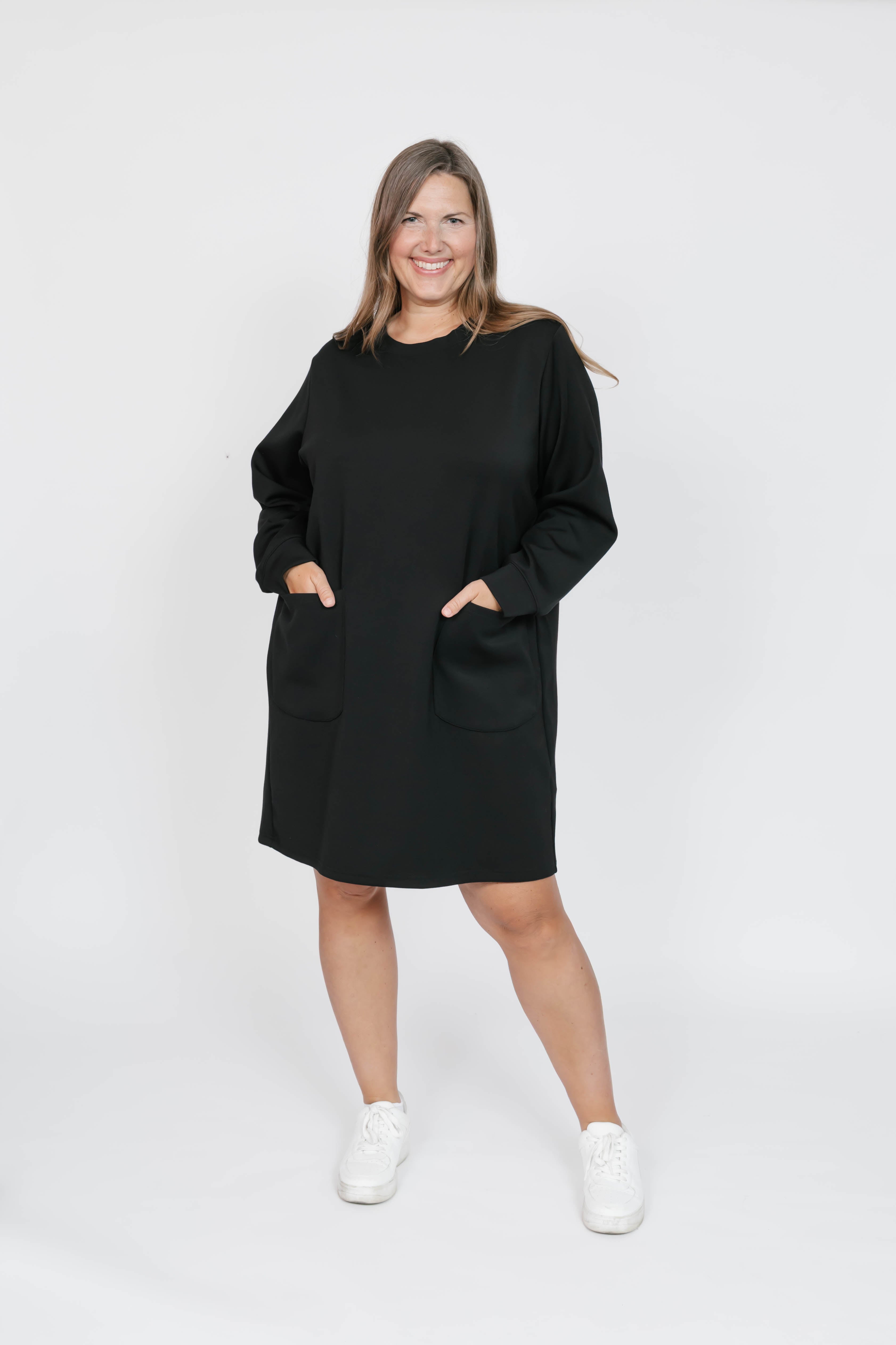 Piper Microscuba Mini Dress in Midnight Black