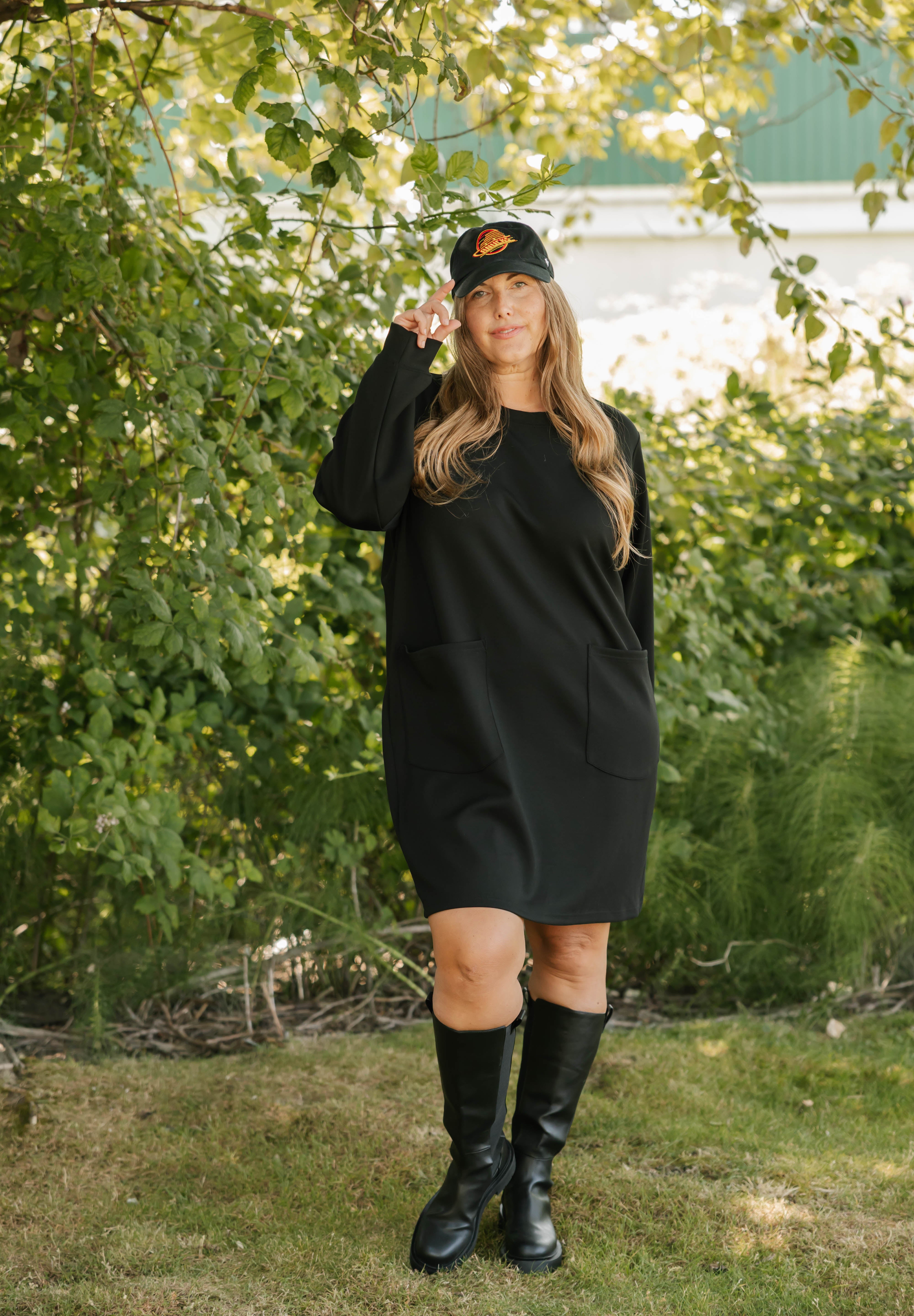 Piper Microscuba Mini Dress in Midnight Black