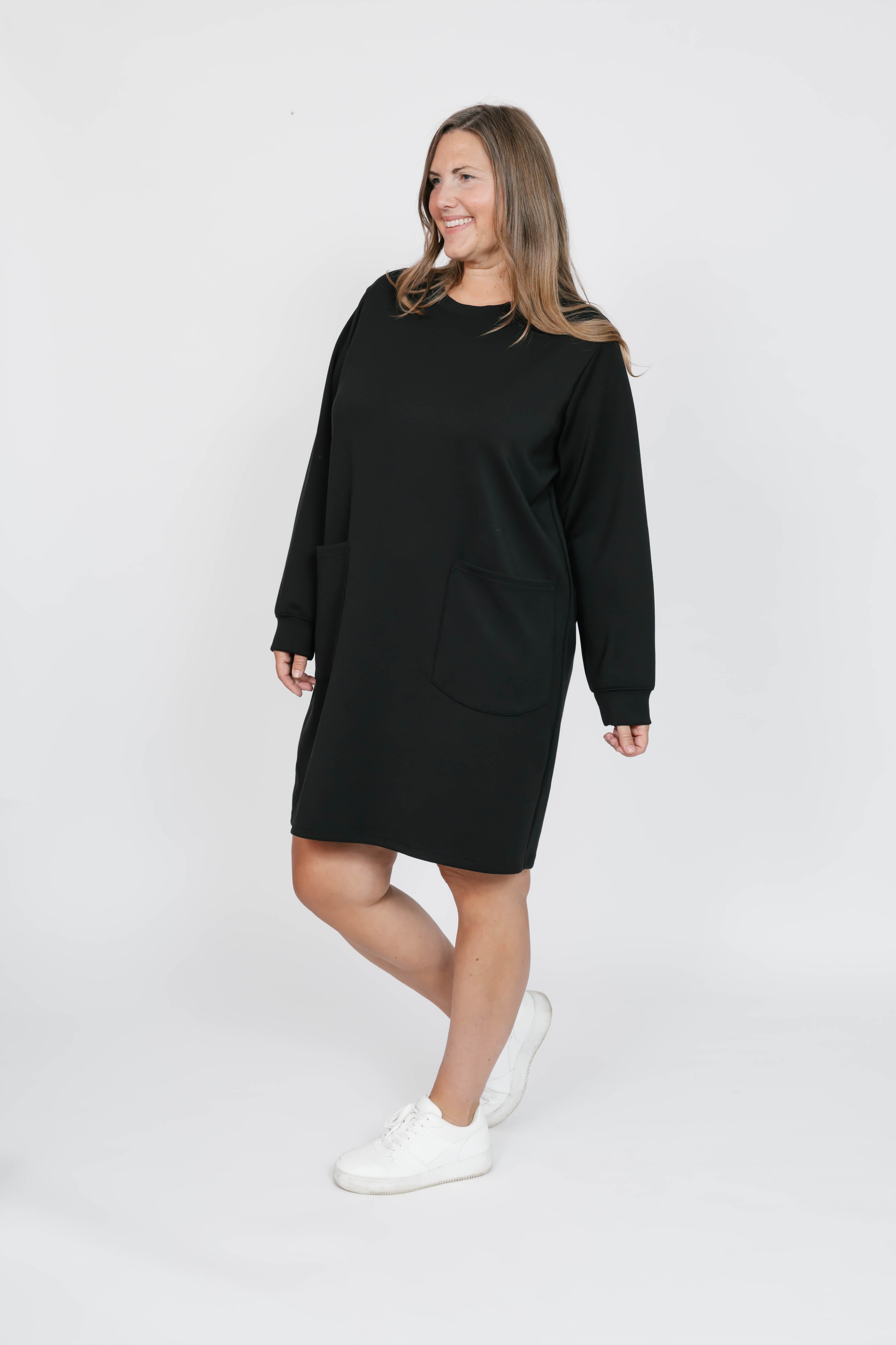 Piper Microscuba Mini Dress in Midnight Black