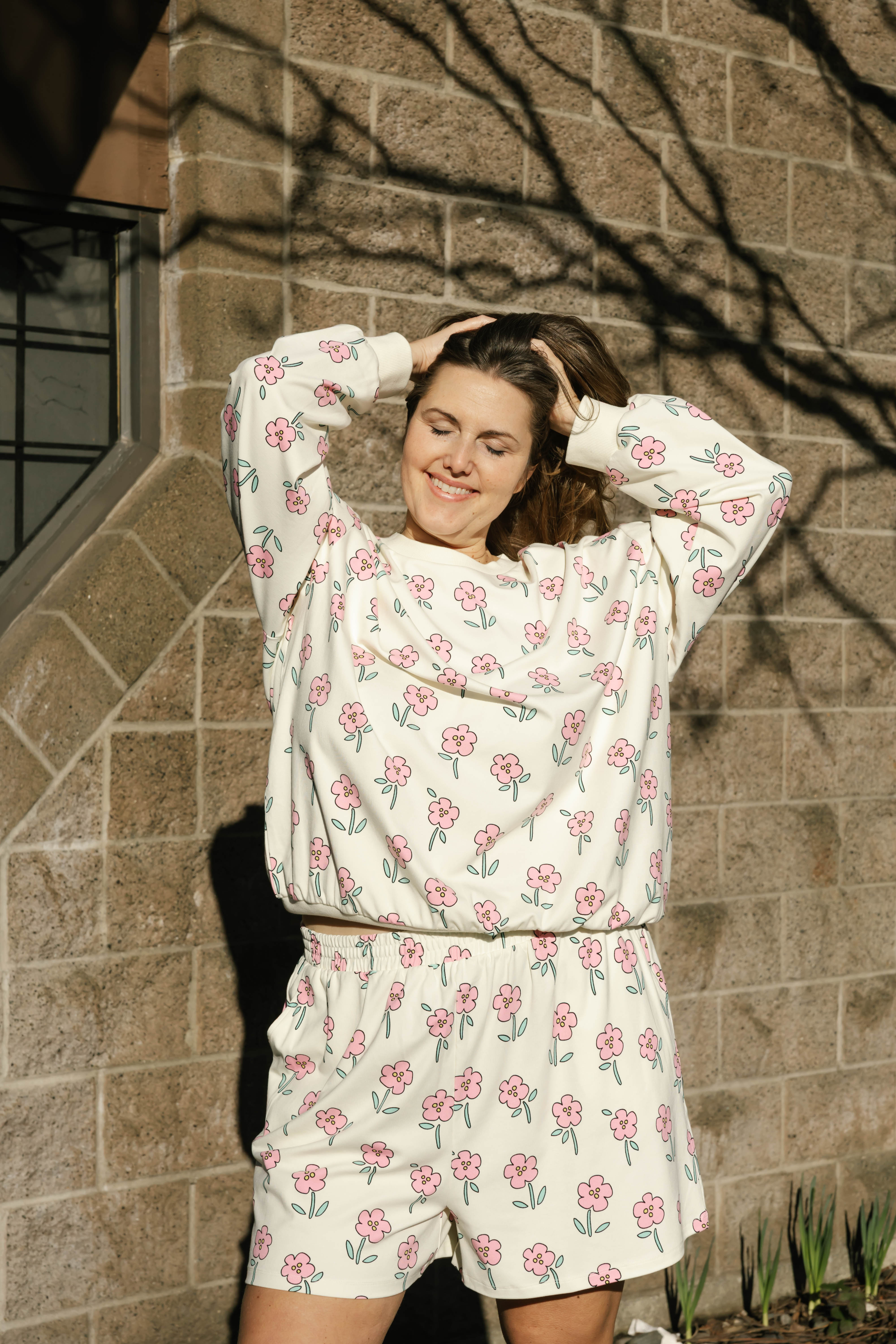 Fresh Floral Hang Out Crew in Pink Floral