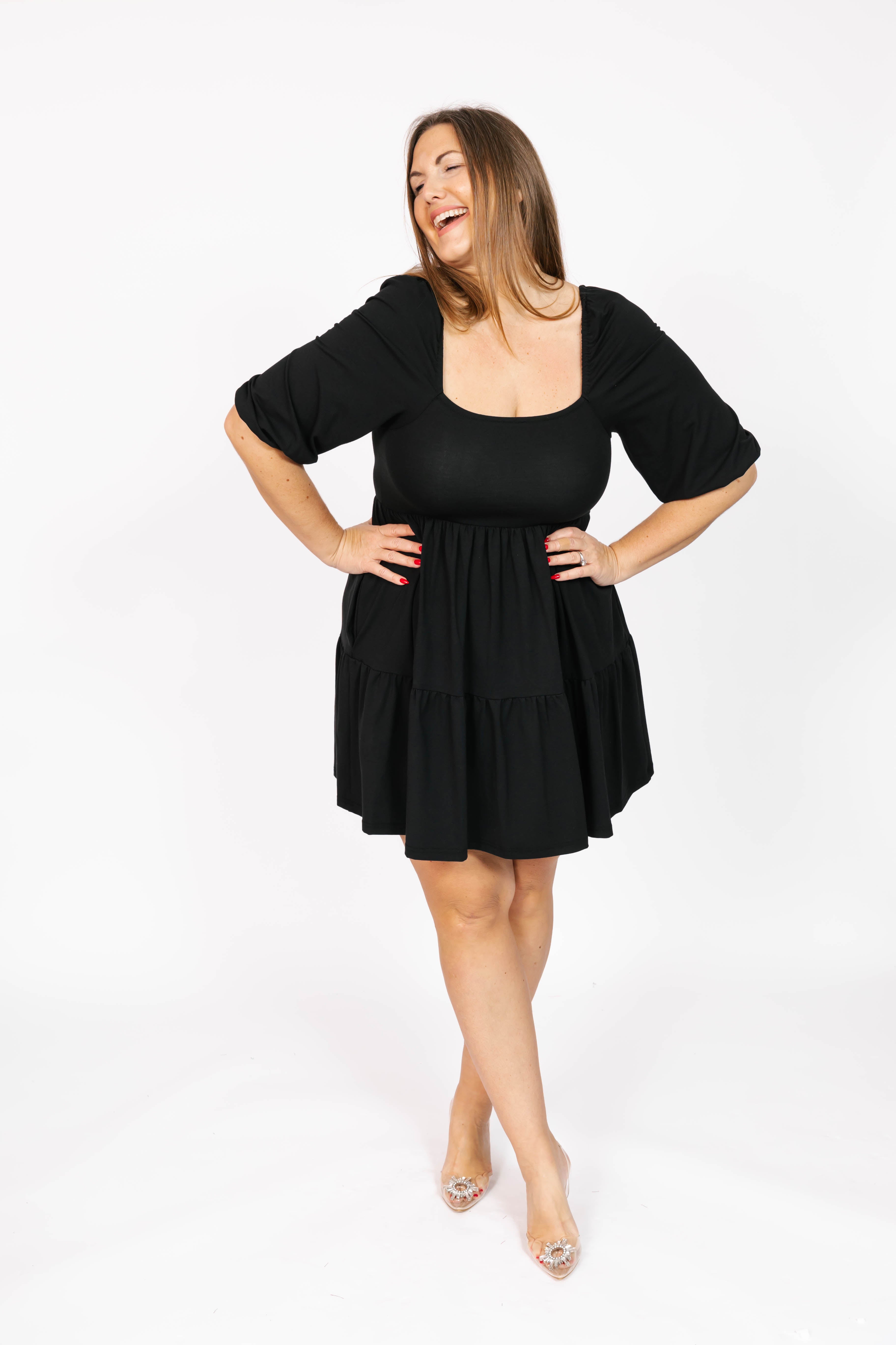 Poppy Mini Dress in Midnight Black