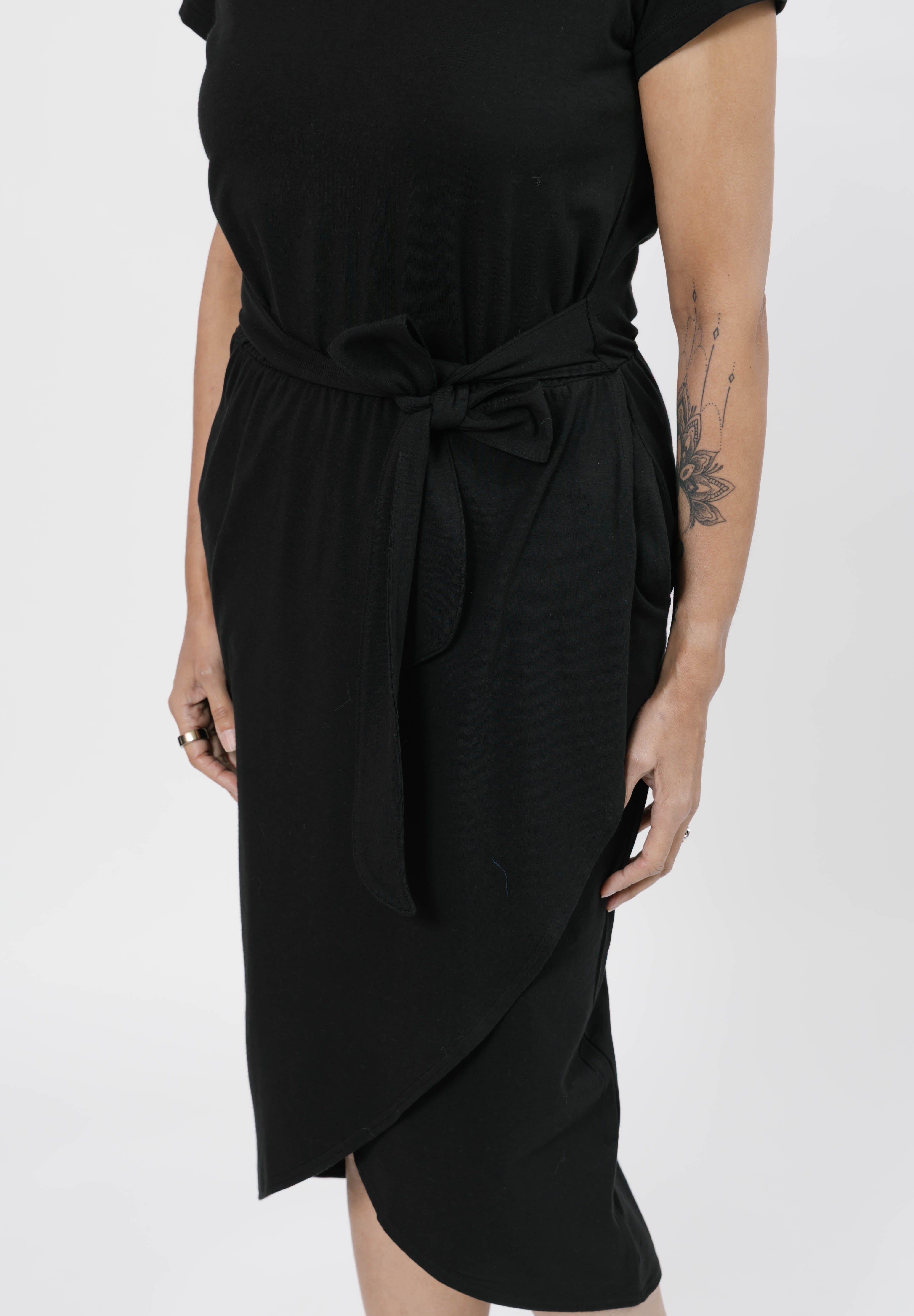 Rebecca Wrap Midi Dress in Midnight Black Smash + Tess Rebecca Wrap Midi Dress in Midnight Black Smash + Tess