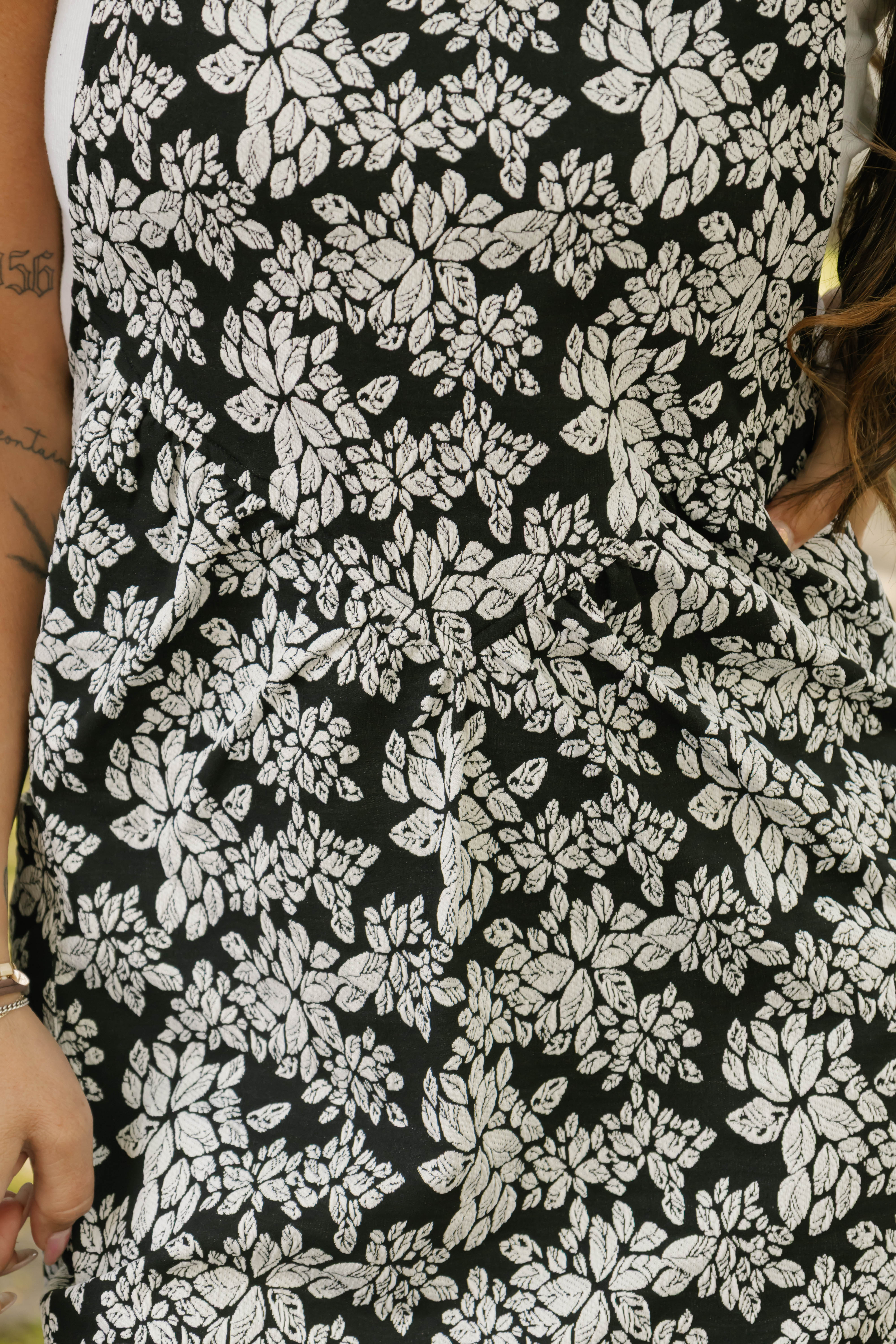 Remy Romperall Dress in Soft Black/White Floral