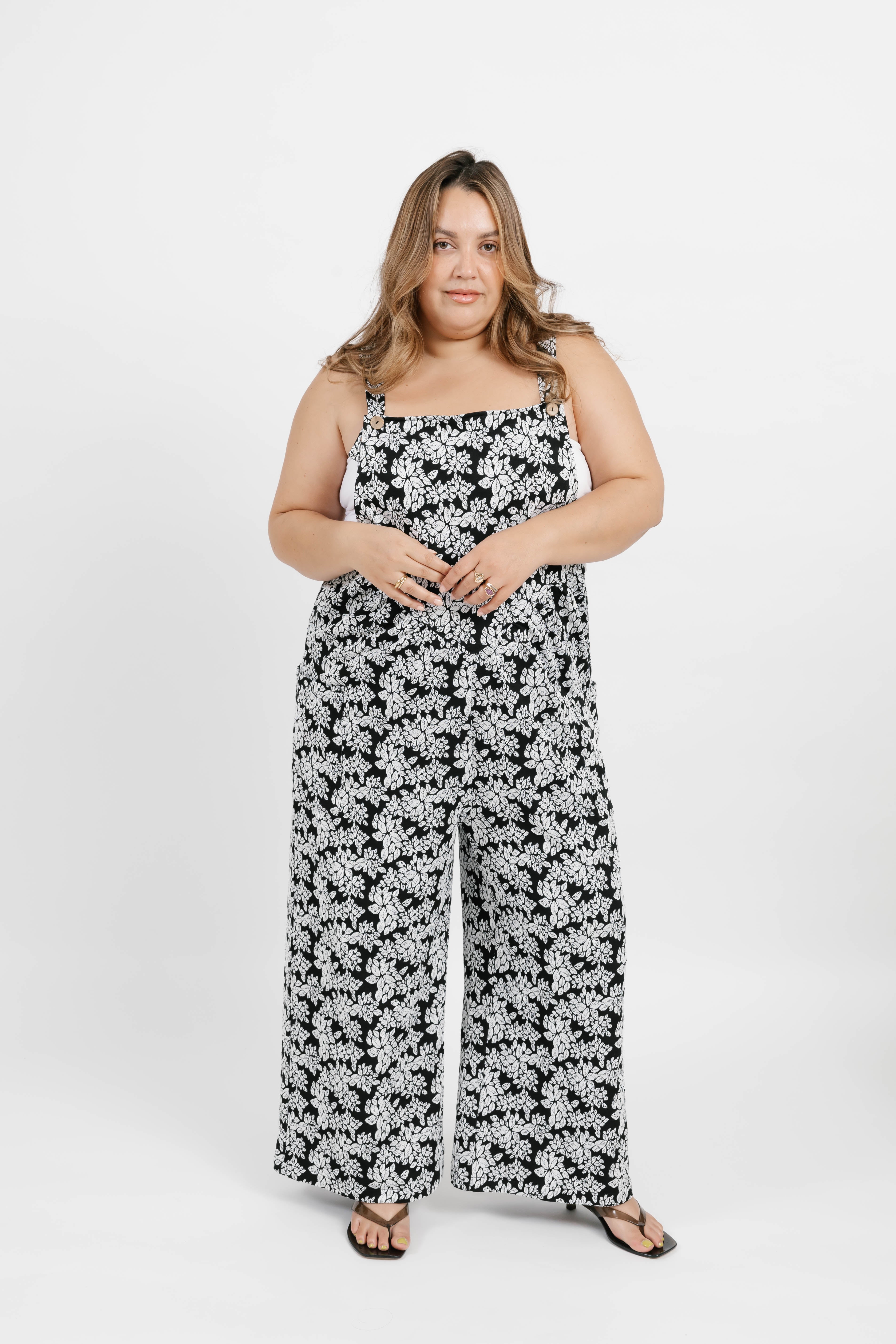 Remy Romperalls in Soft Black/White Floral