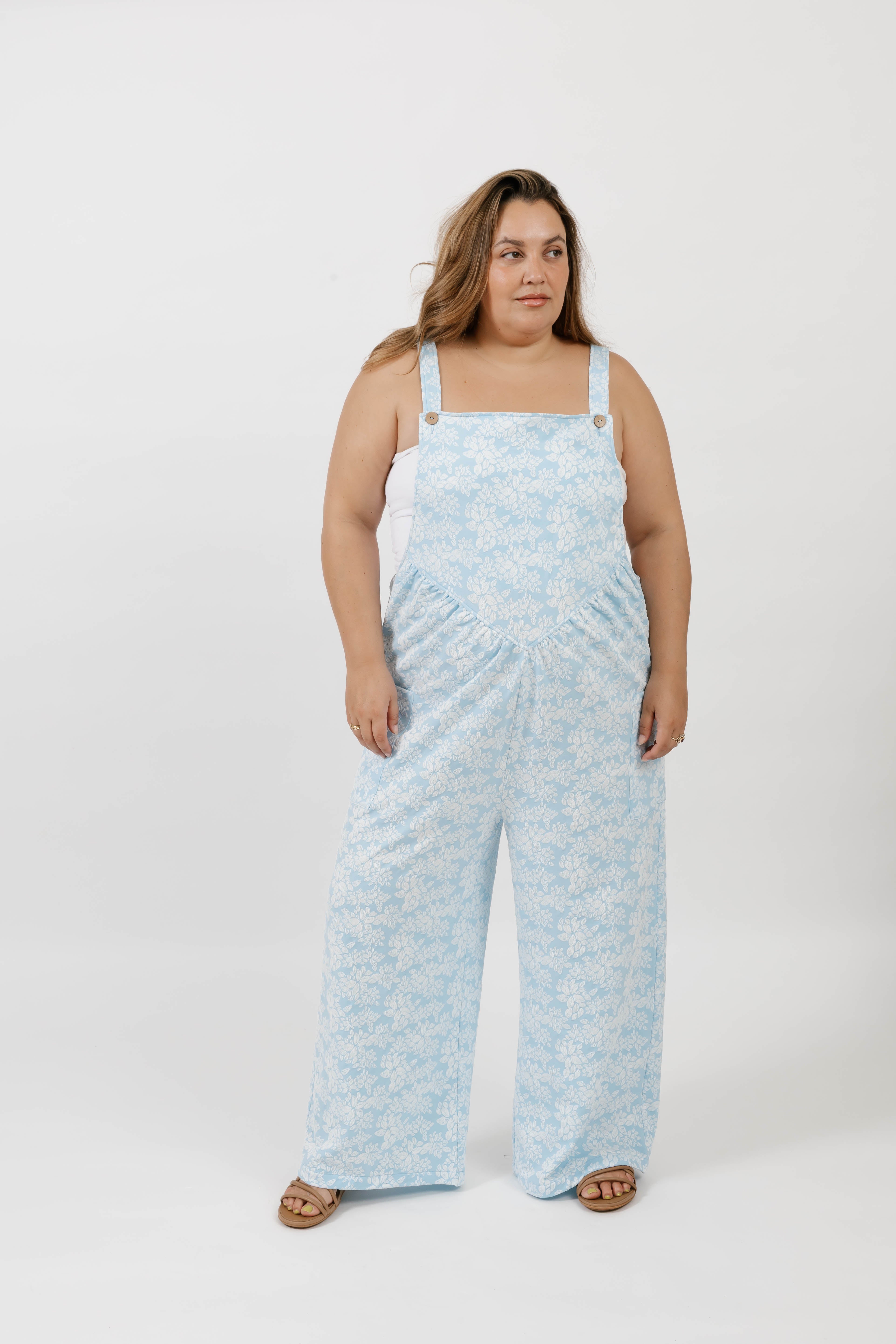 Remy Romperalls in Soft Blue/White Floral