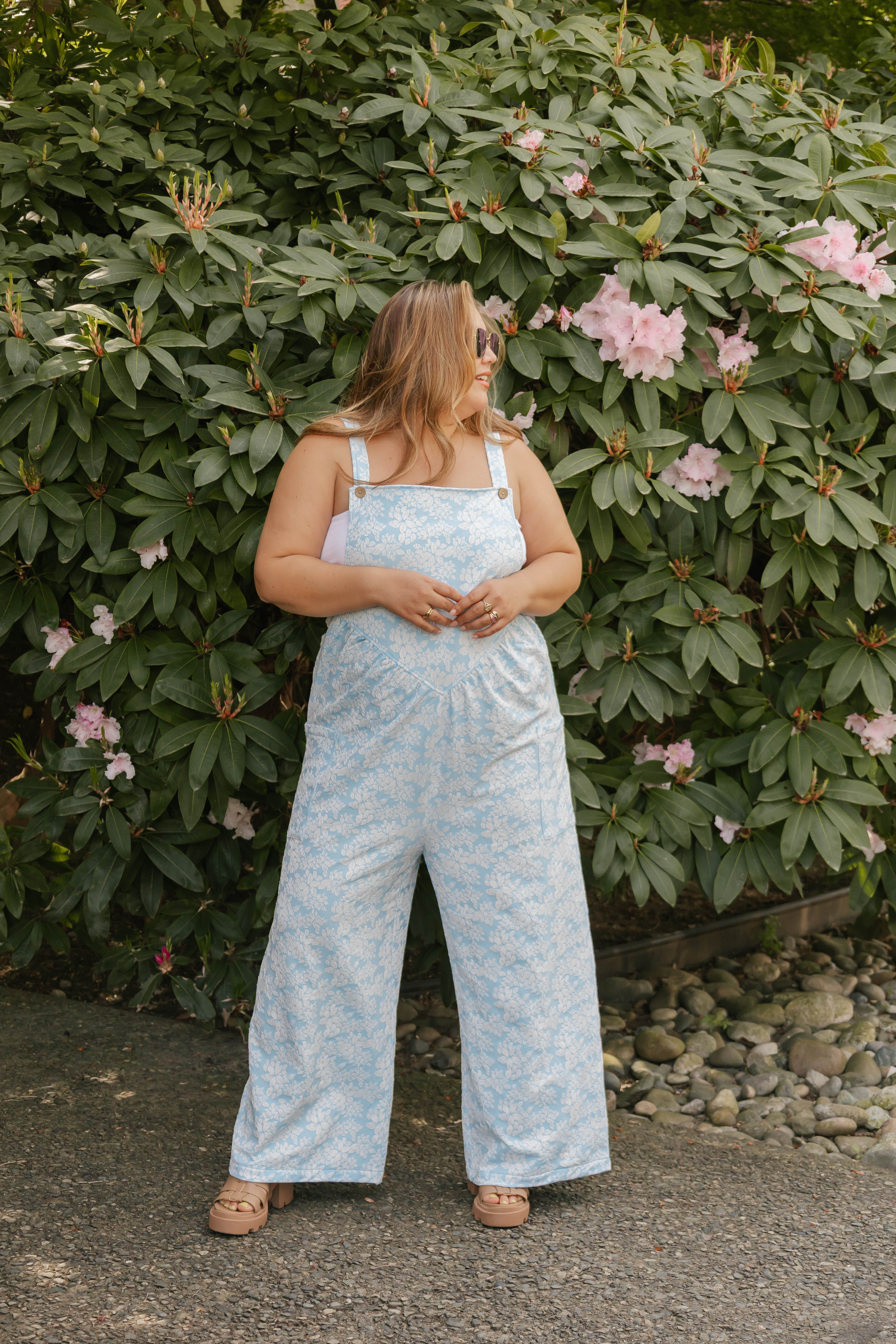 Remy Romperalls in Soft Blue/White Floral