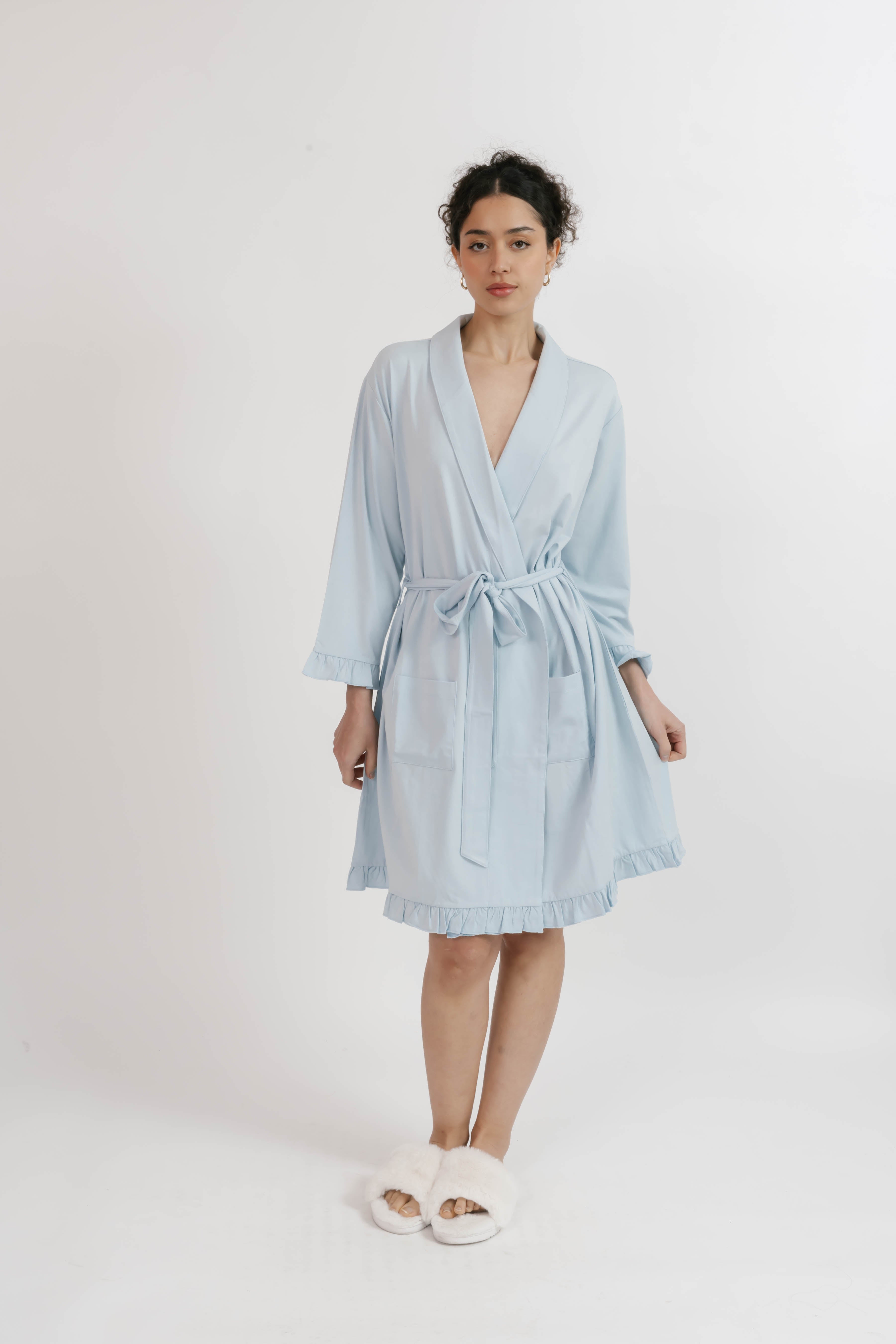 Ruffle Robe in Baby Blue – Smash + Tess