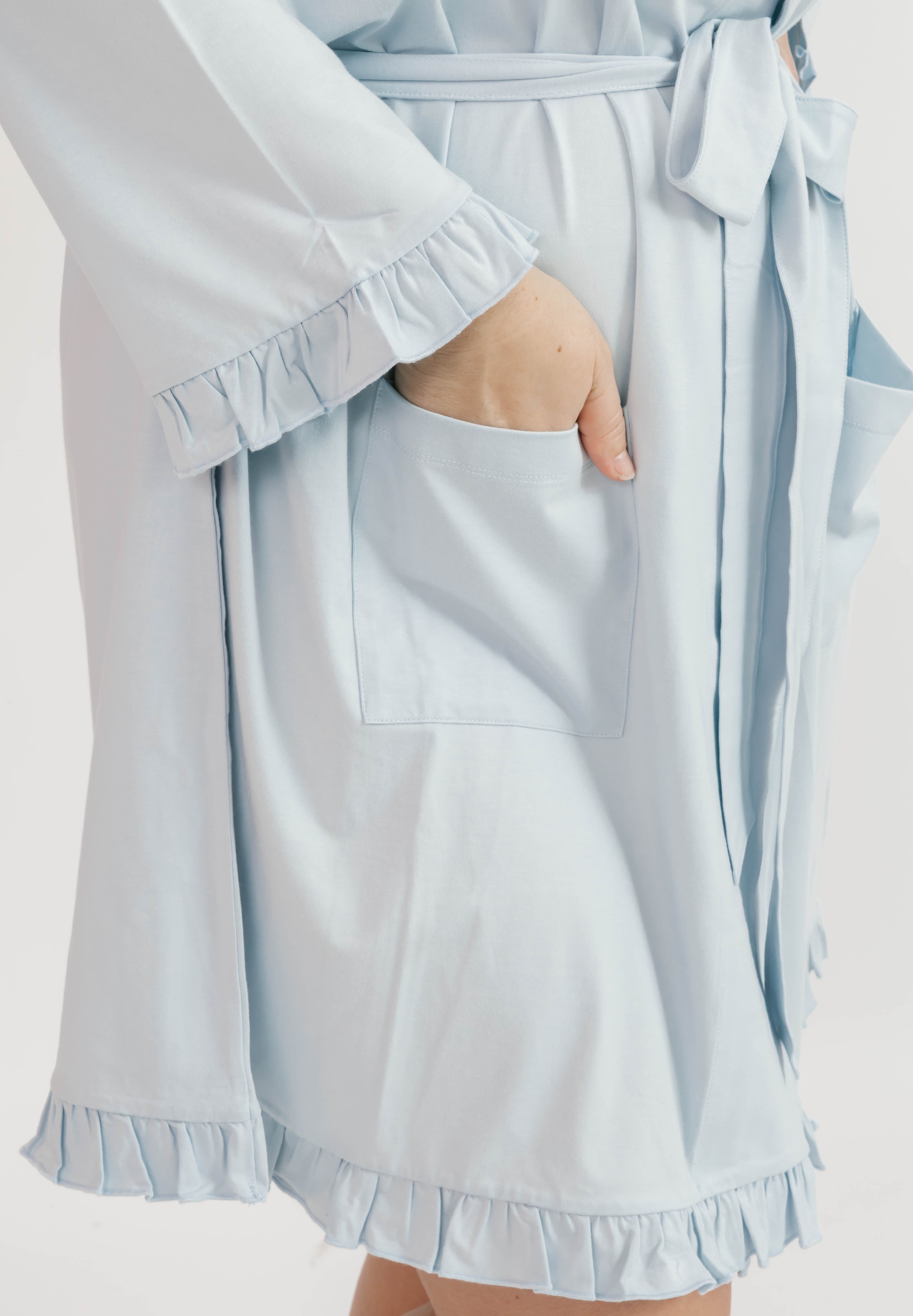 Preppy Blue Robe Ruffle Robe in Baby Blue – Smash + Tess