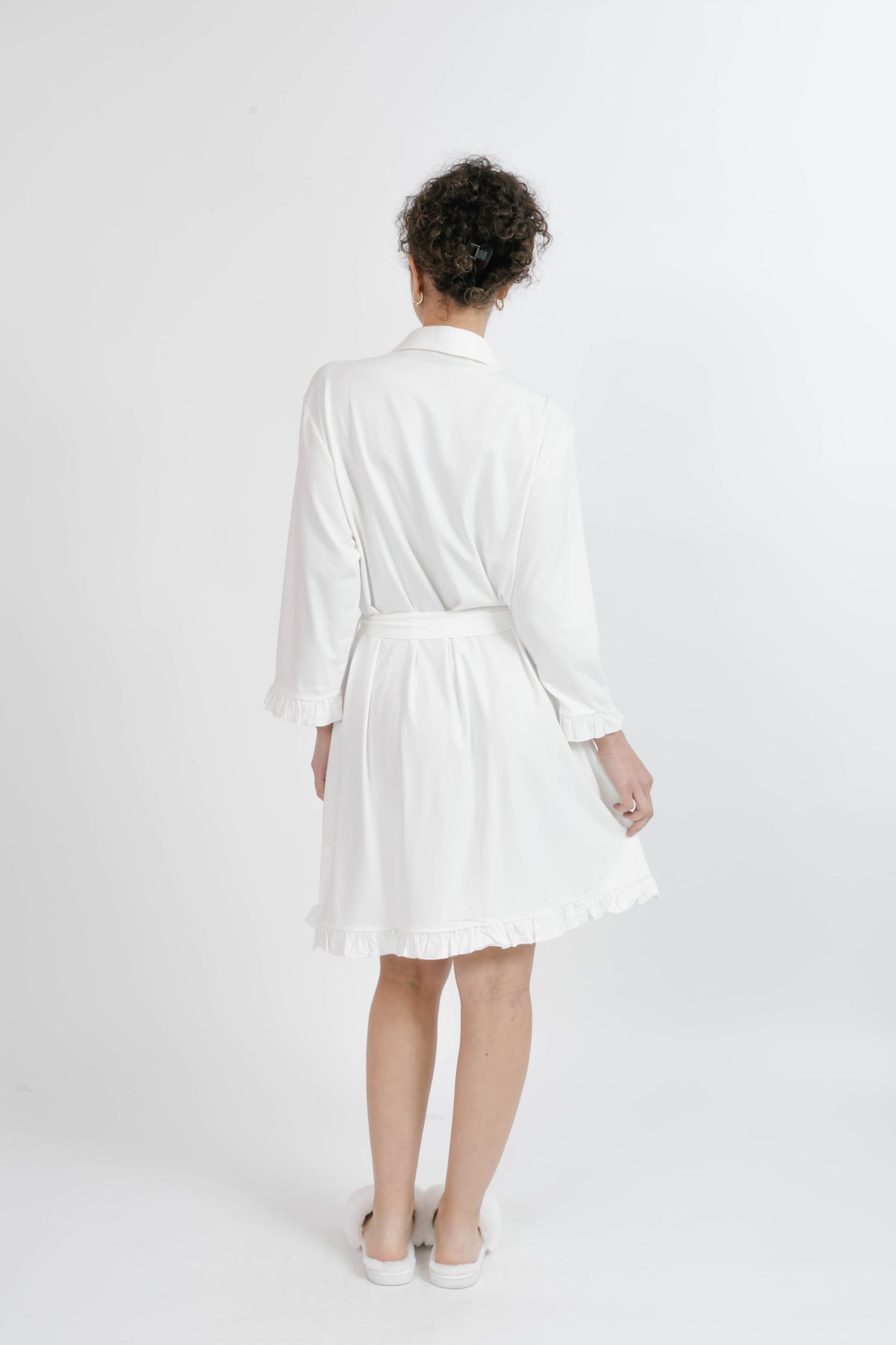 Ivory Button Down Robe Ruffle Robe in Ivory – Smash + Tess