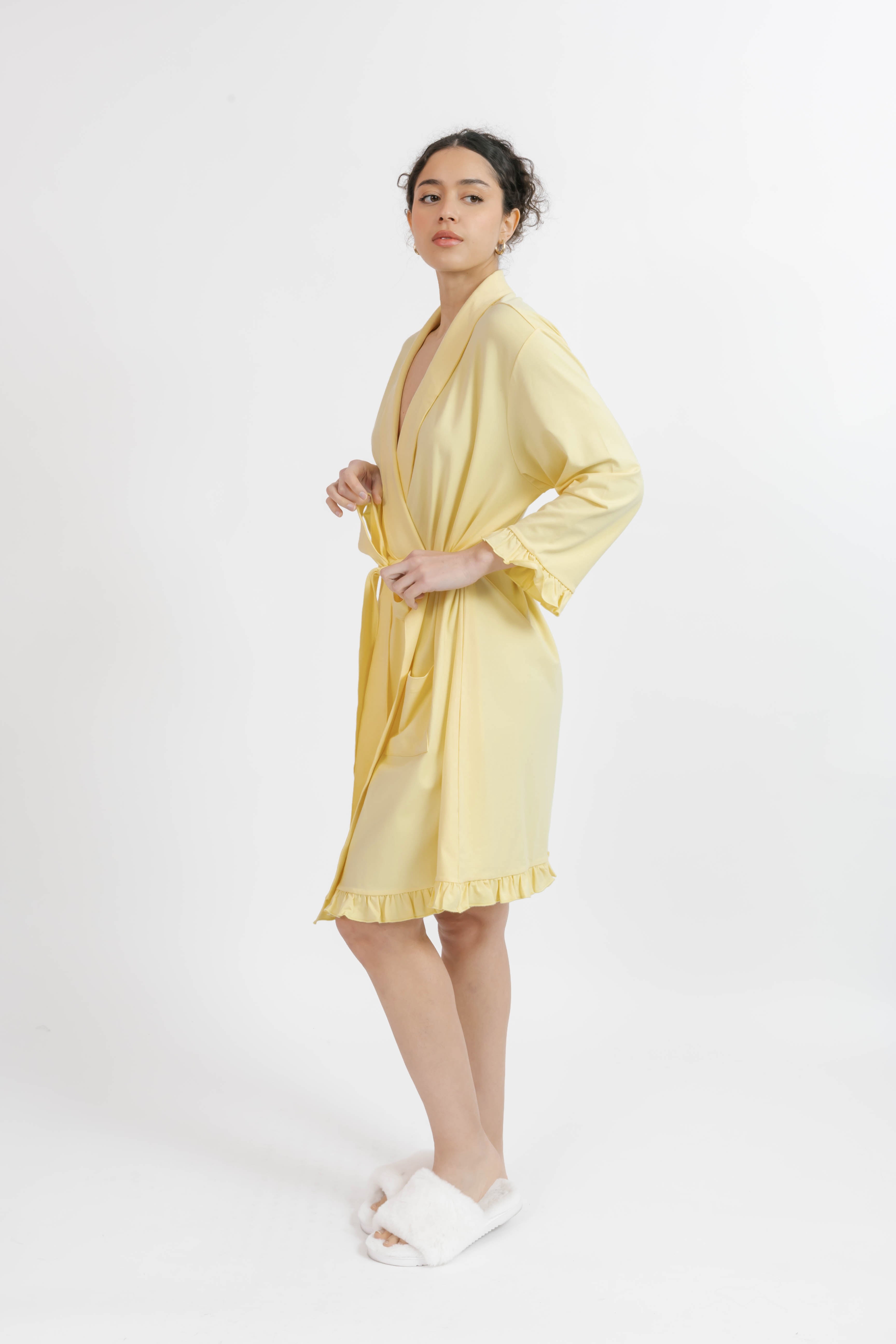 Ruffle Robe in Lemon Meringue – Smash + Tess