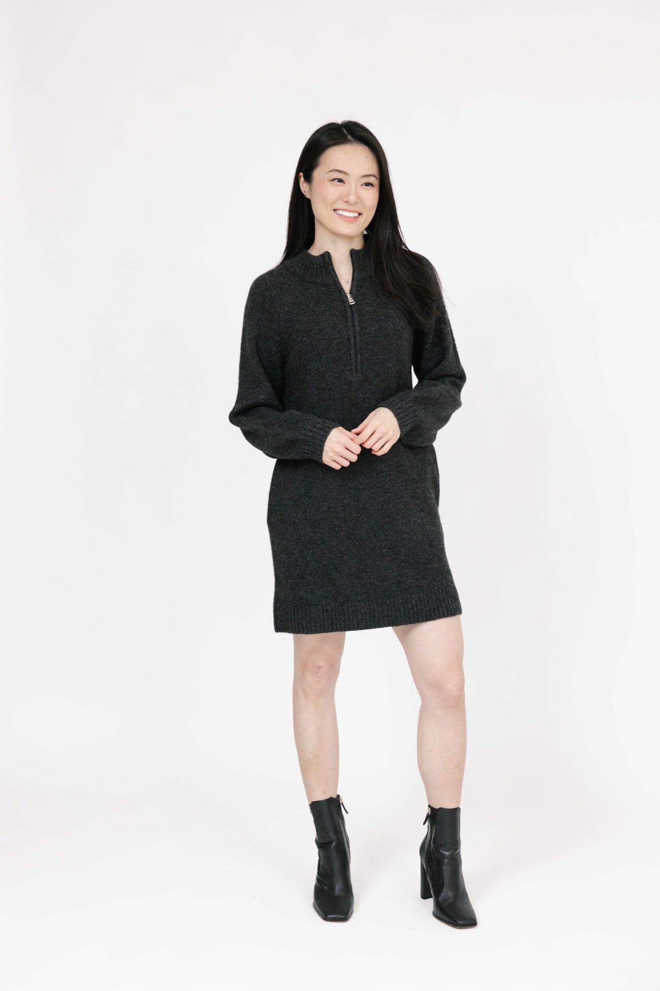 Rory Sweater Dress in Charcoal Mix