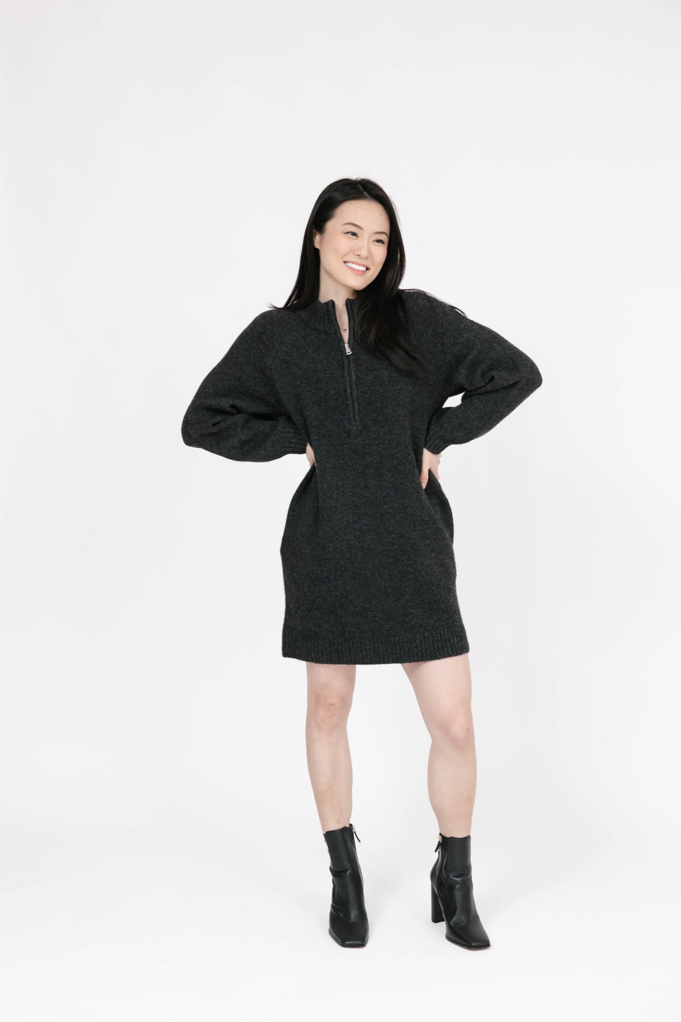 Rory Sweater Dress in Charcoal Mix