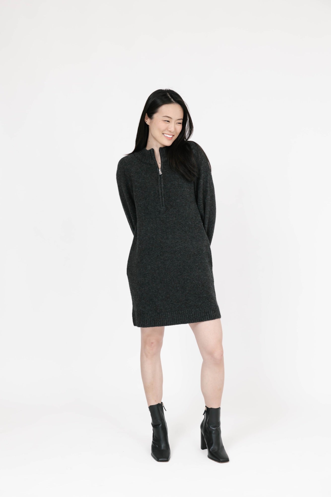 Rory Sweater Dress in Charcoal Mix