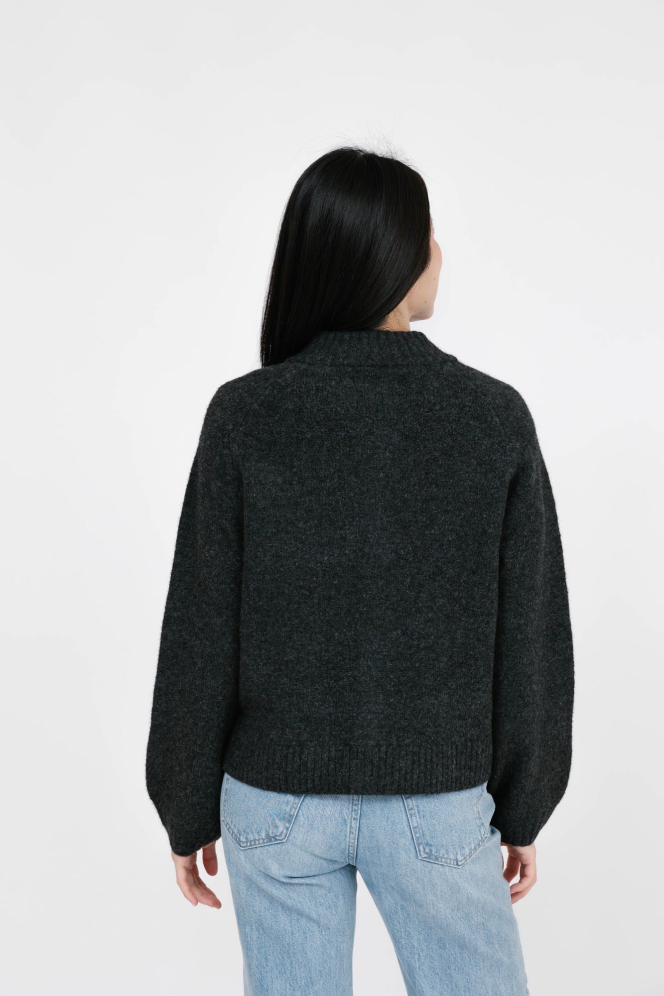 Rory Zip Up Sweater in Charcoal Mix